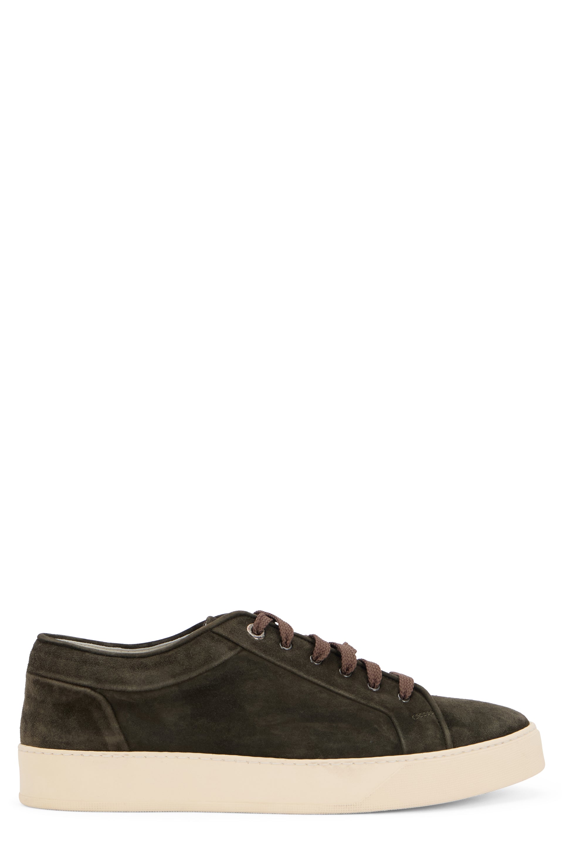 Dark khaki sneakers with a casual and versatile design.