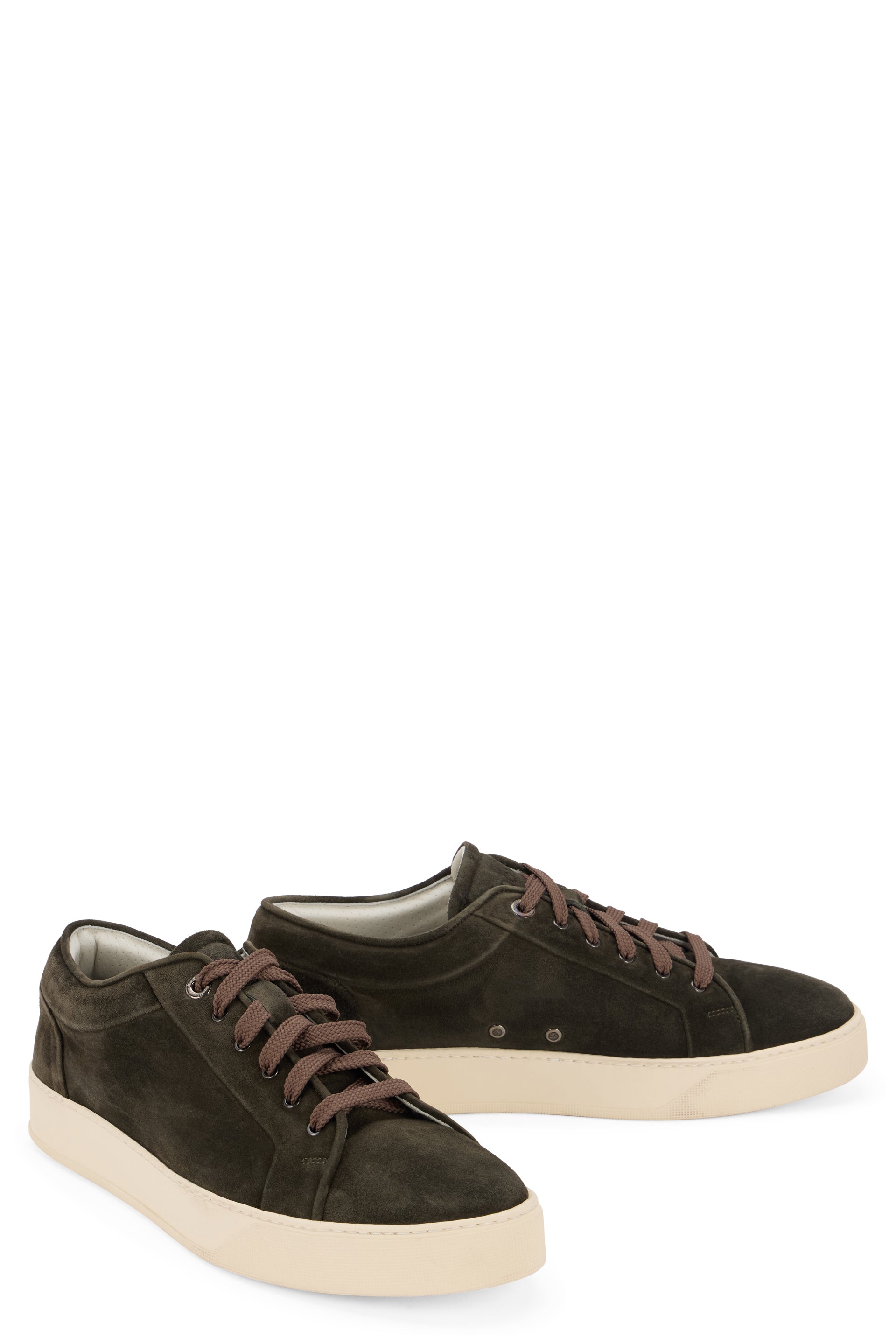 Dark khaki sneakers with a casual and versatile design.