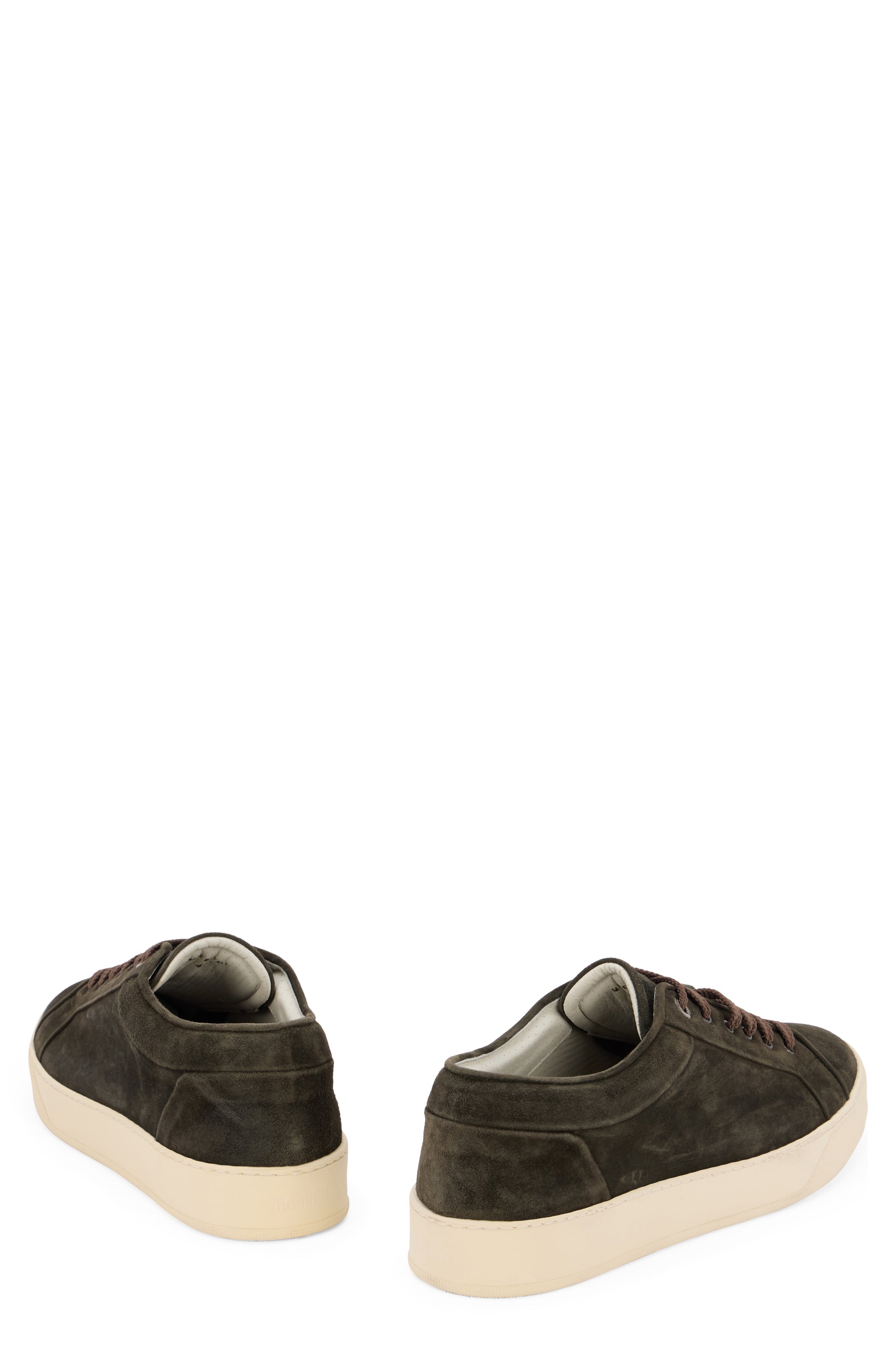 Dark khaki sneakers with a casual and versatile design.