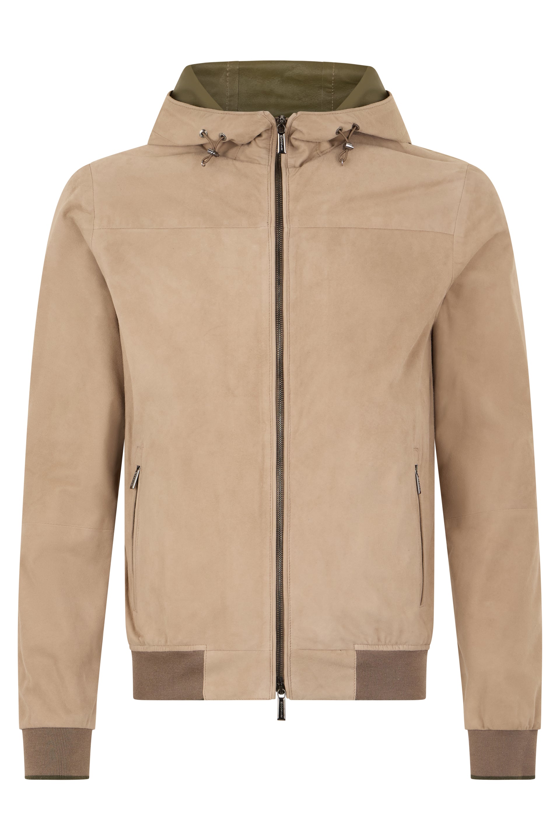 Beige leather jacket with hood, versatile style