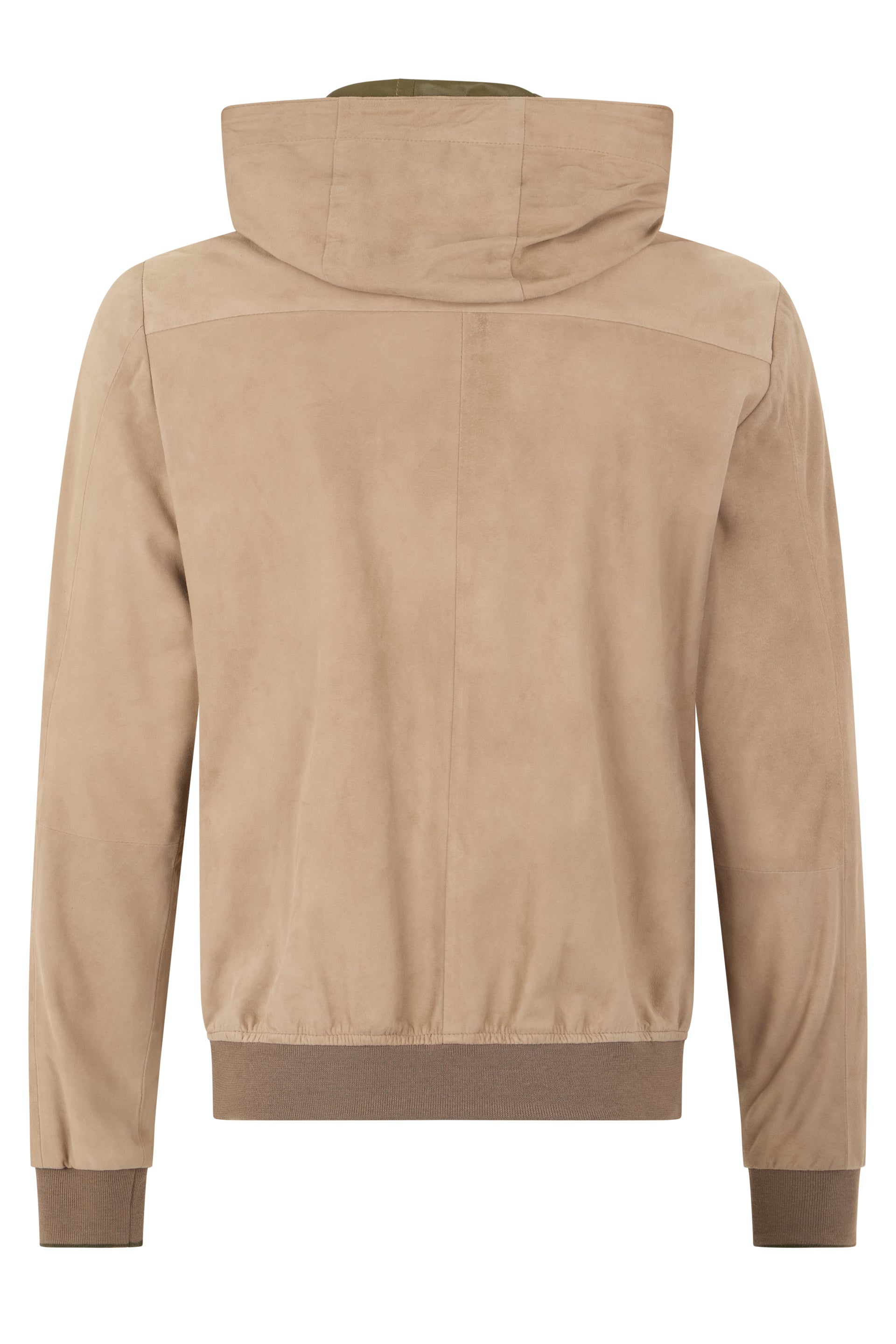 Beige leather jacket with hood, versatile style