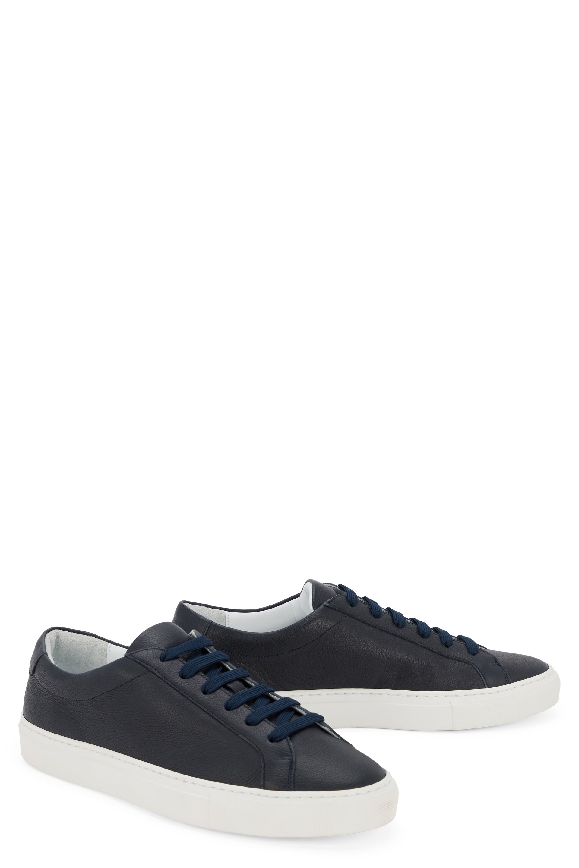 Dark blue sneakers with a casual and modern design.