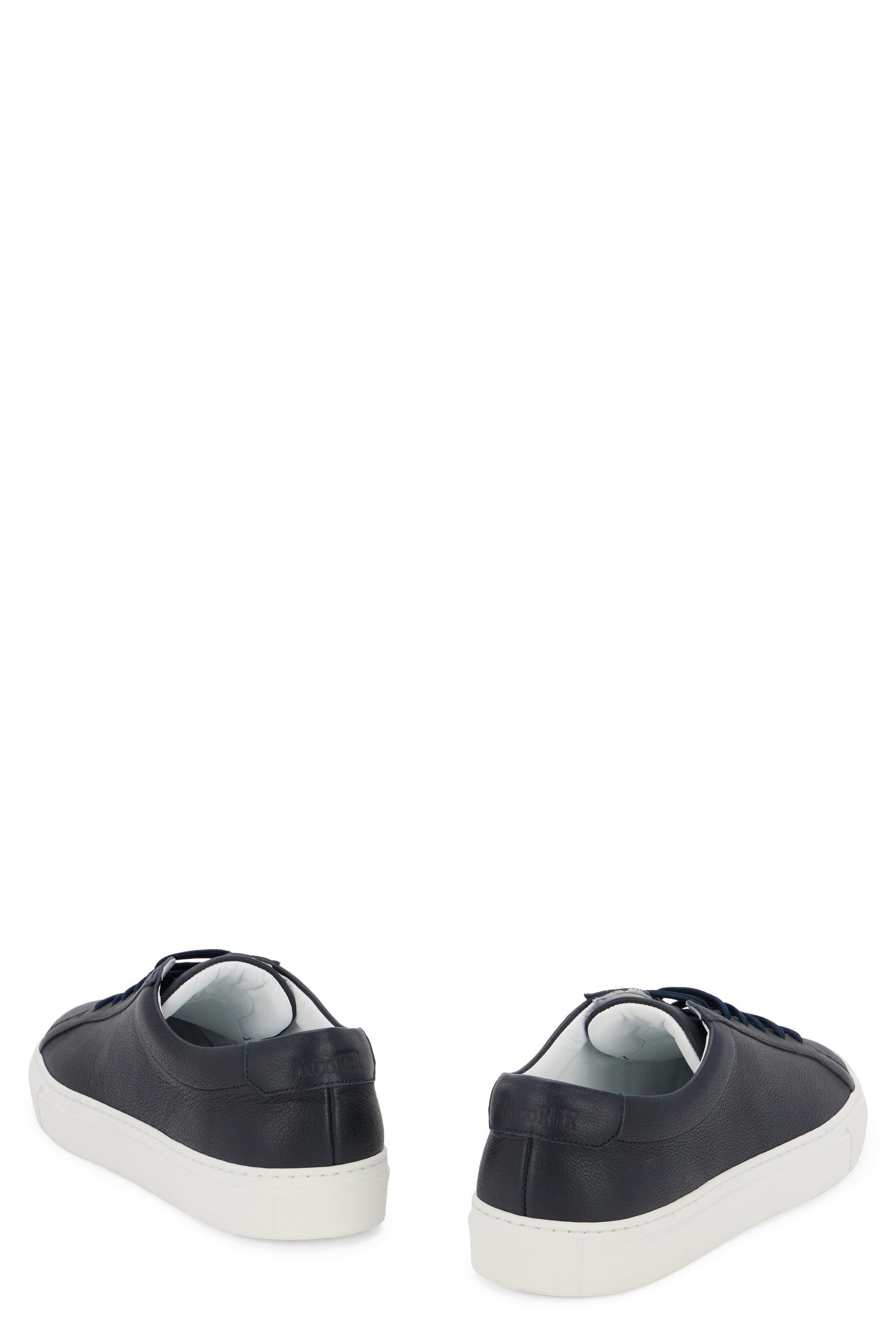 Dark blue sneakers with a casual and modern design.