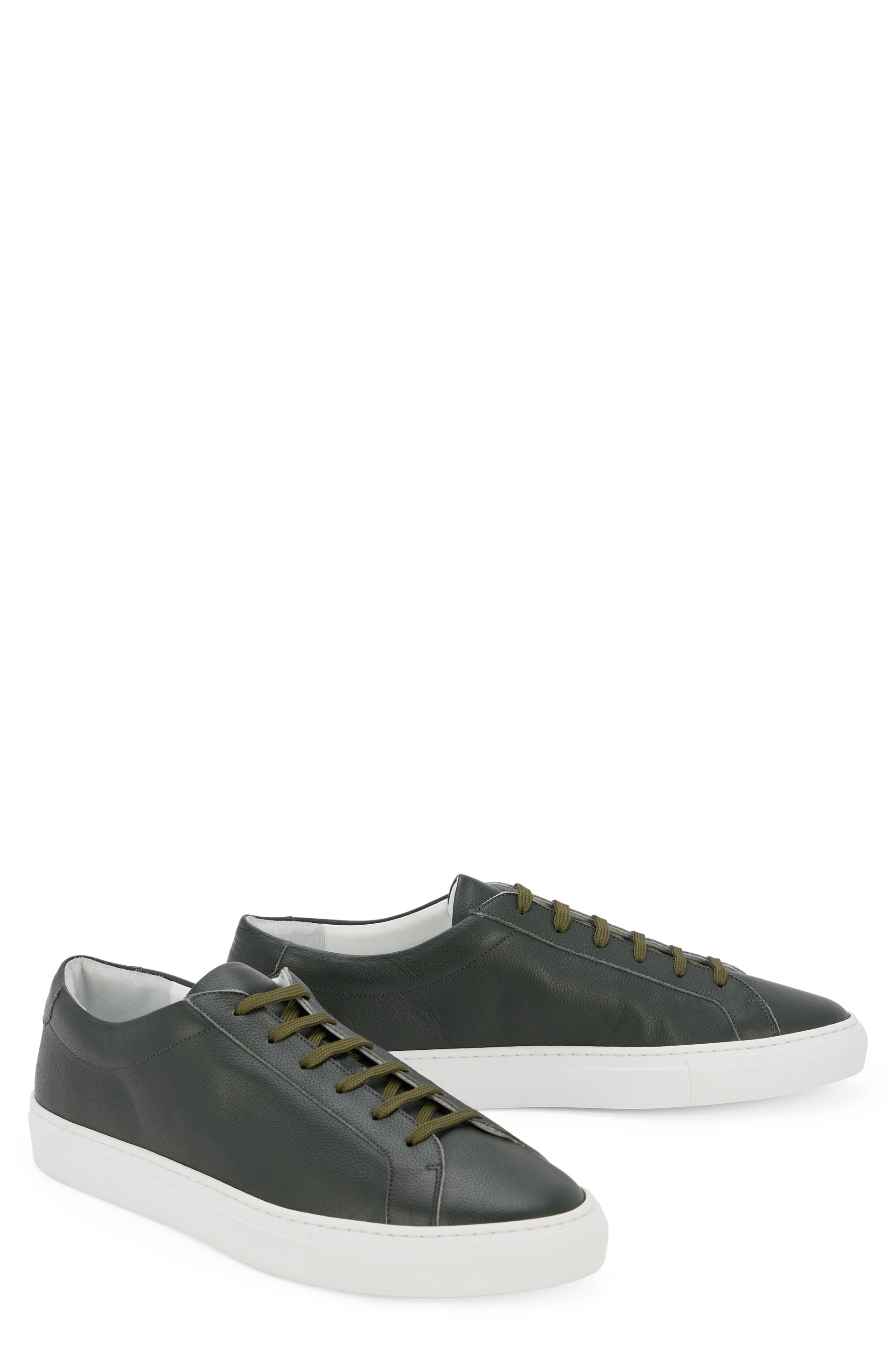 Dark green sneakers with modern and versatile design.