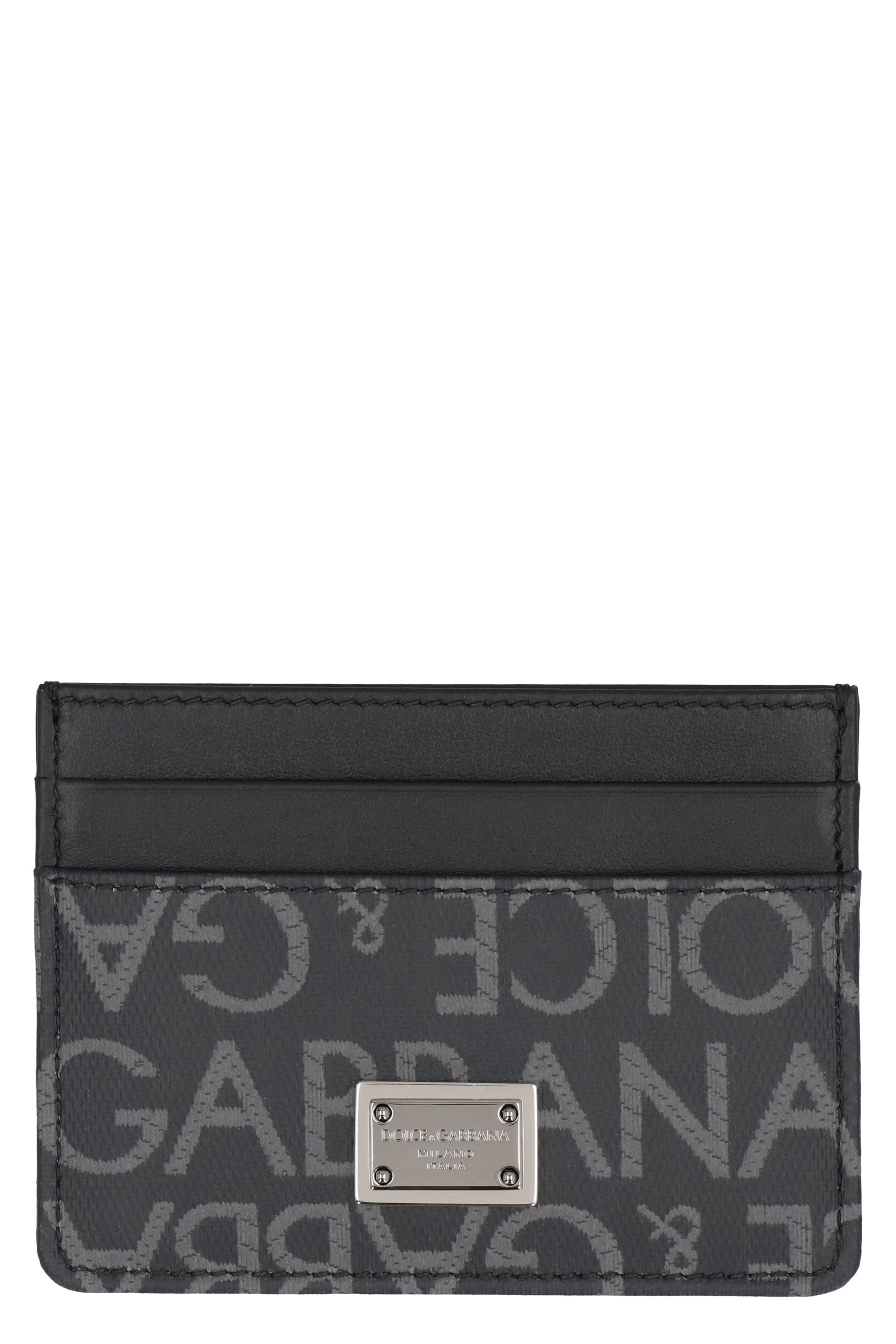 Logo detail leather card holder