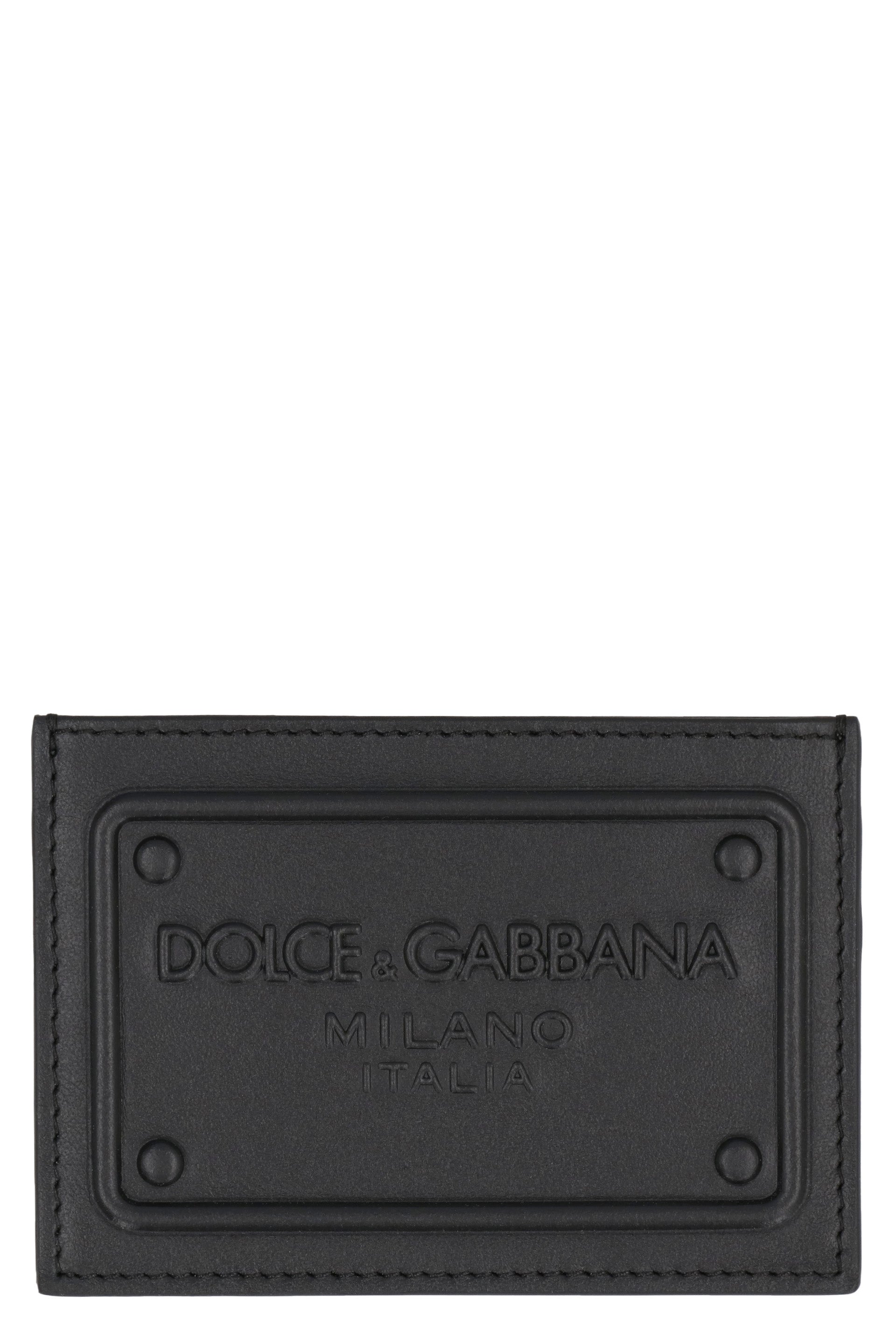 Logo detail leather card holder