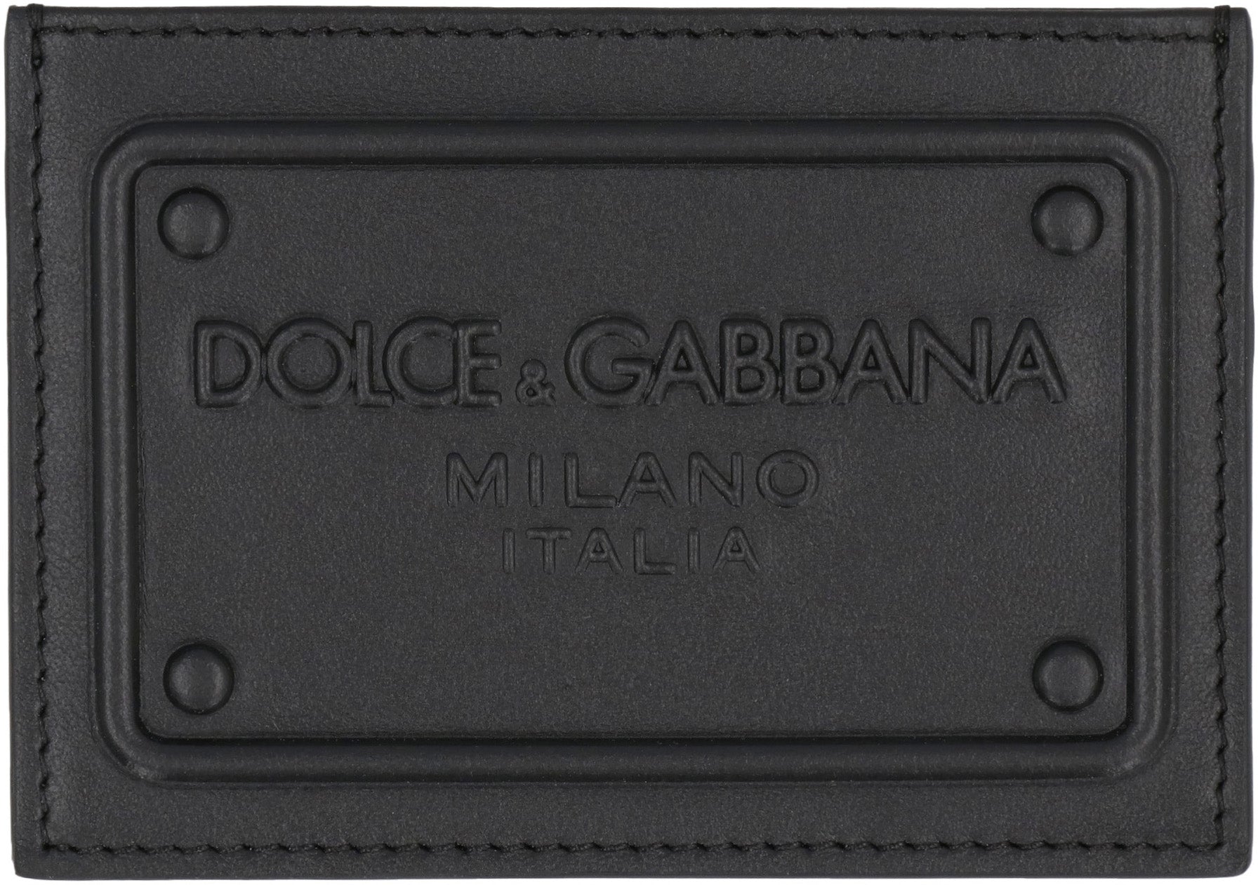 Logo detail leather card holder