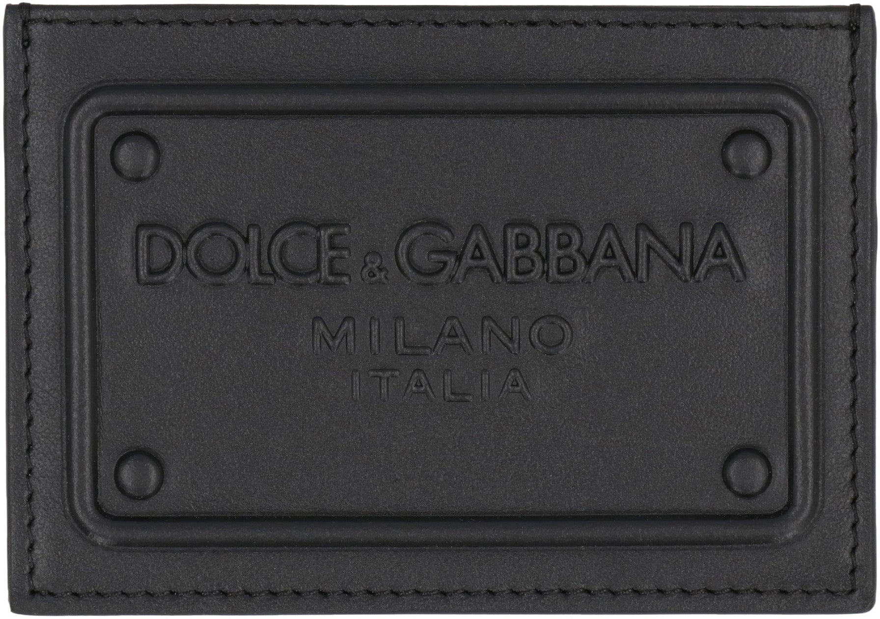 Logo detail leather card holder