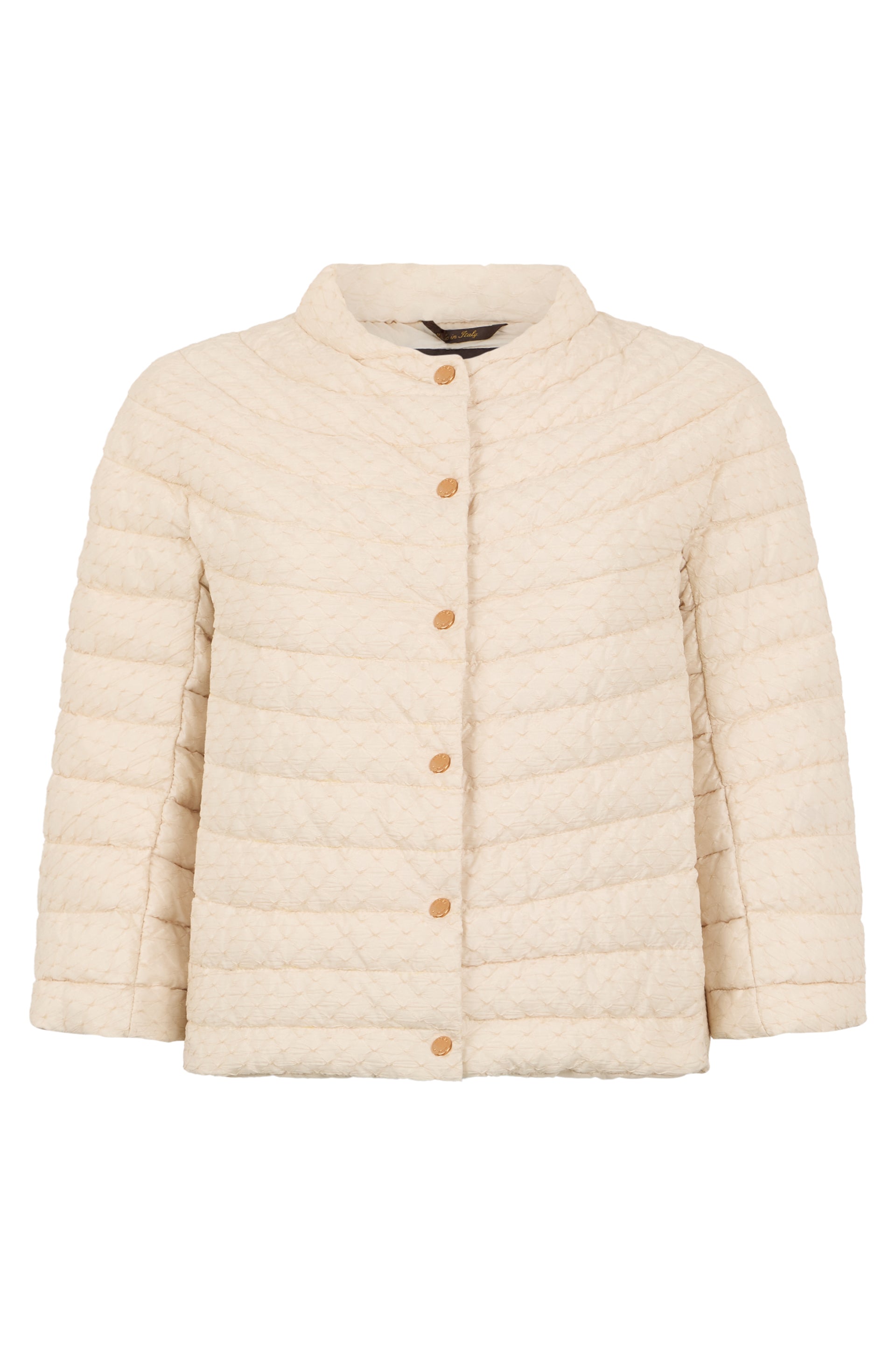 Padded jacket in cream white color, comfort and versatile style.