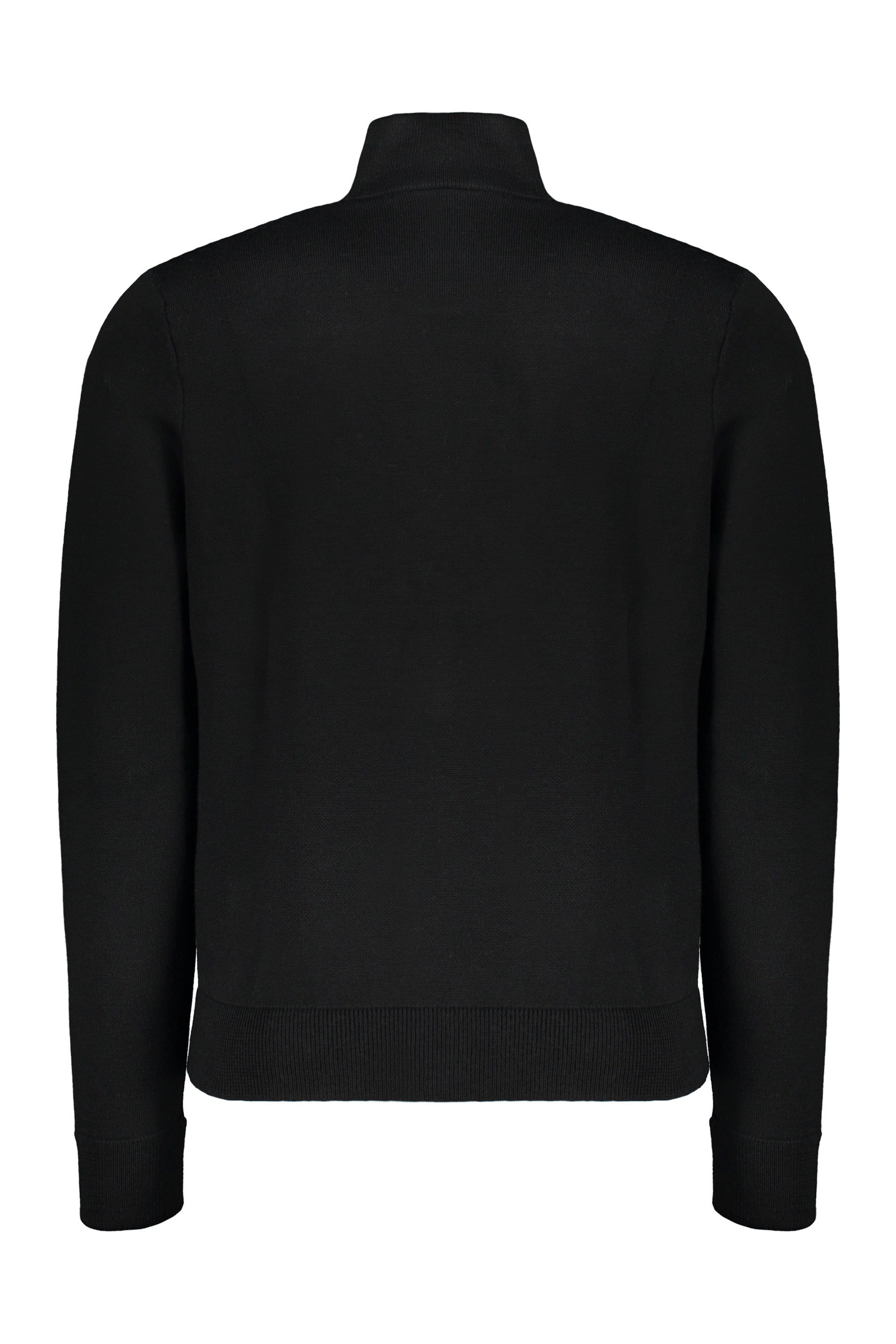 Elegant black knit cardigan with zip