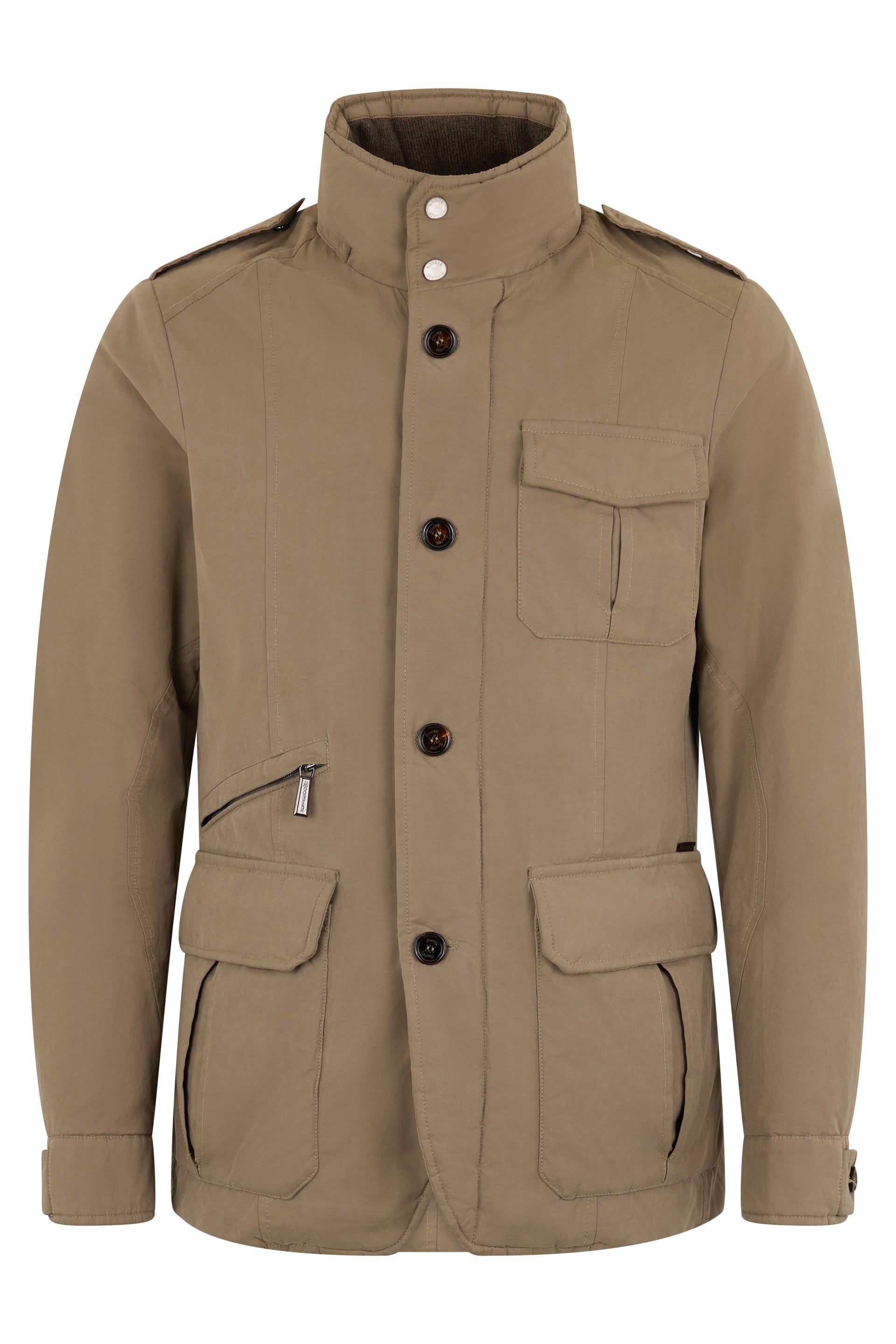 Brown padded jacket with minimalist and refined design