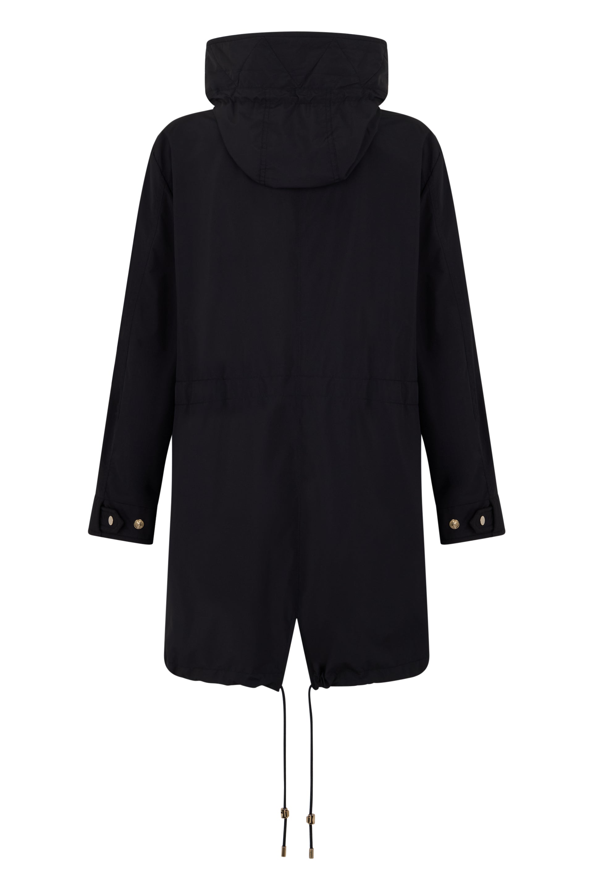 Elegant black winter parka with hood