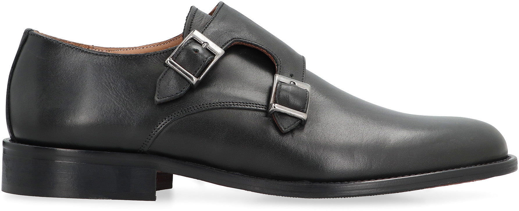Leather monk-strap shoes