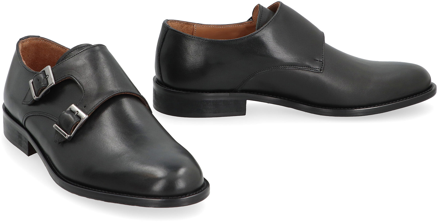 Leather monk-strap shoes