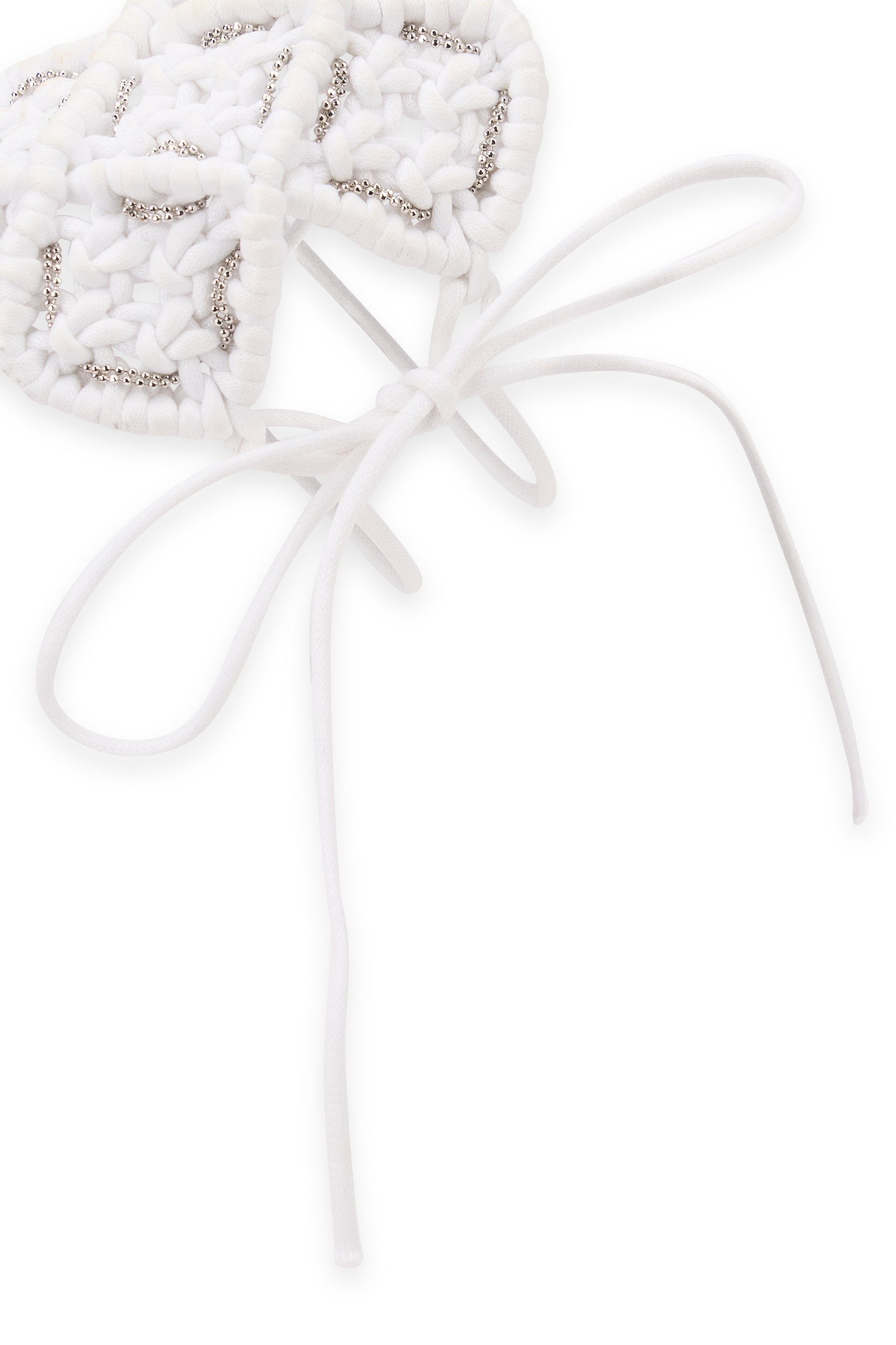 Elegant white braided bracelet with beads.