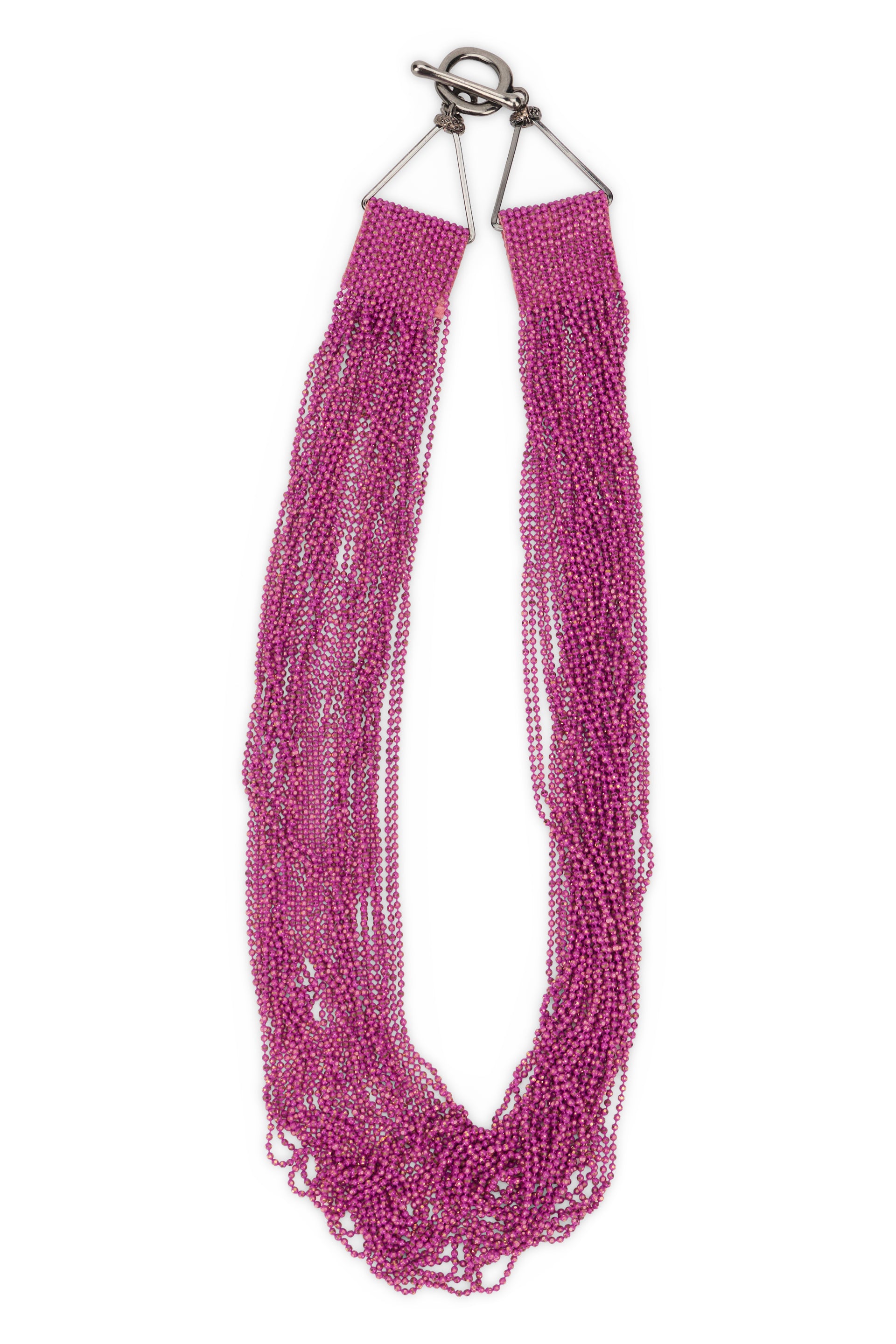 Fuchsia lightweight and versatile boho chic necklace.