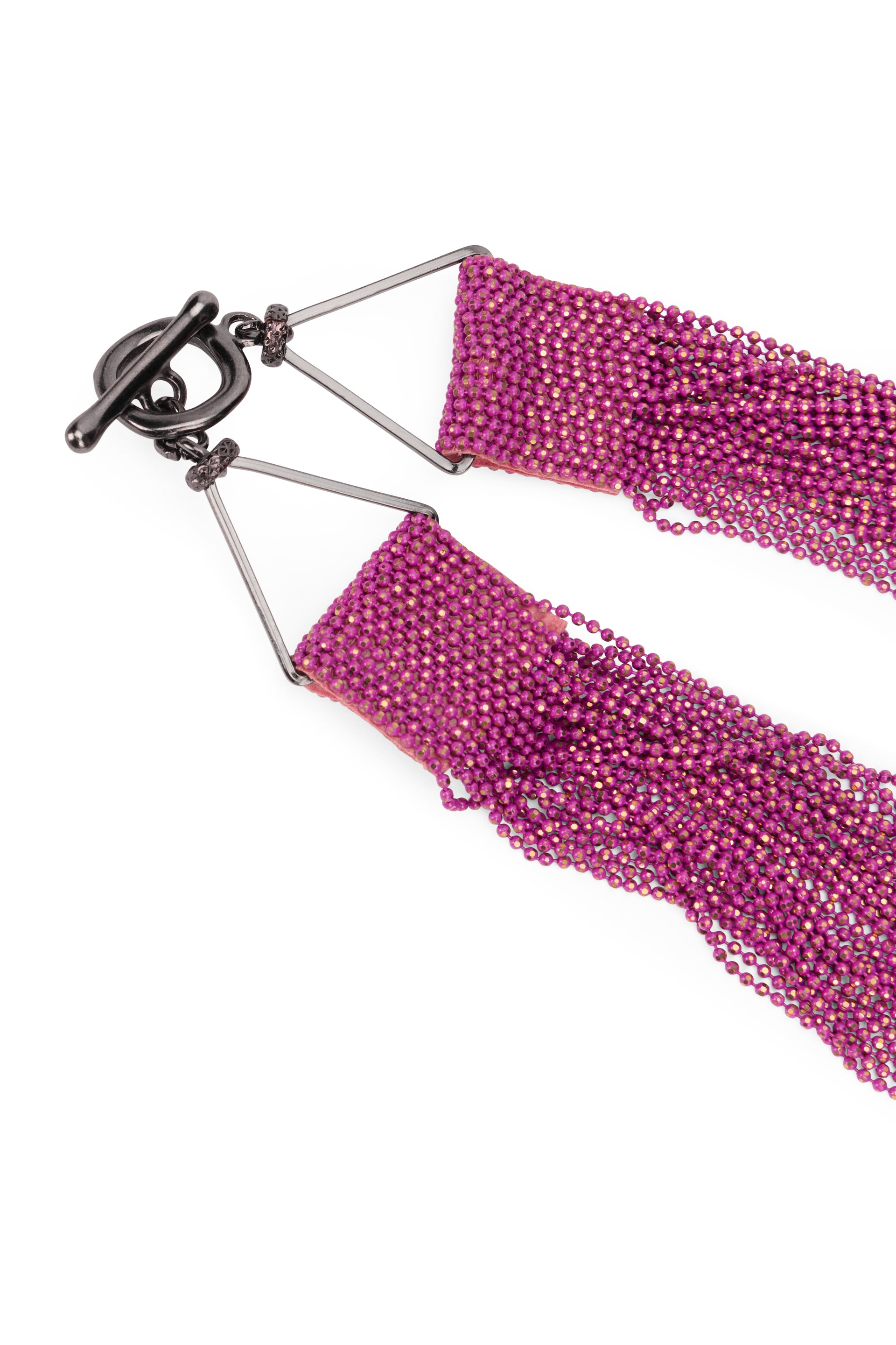 Fuchsia lightweight and versatile boho chic necklace.