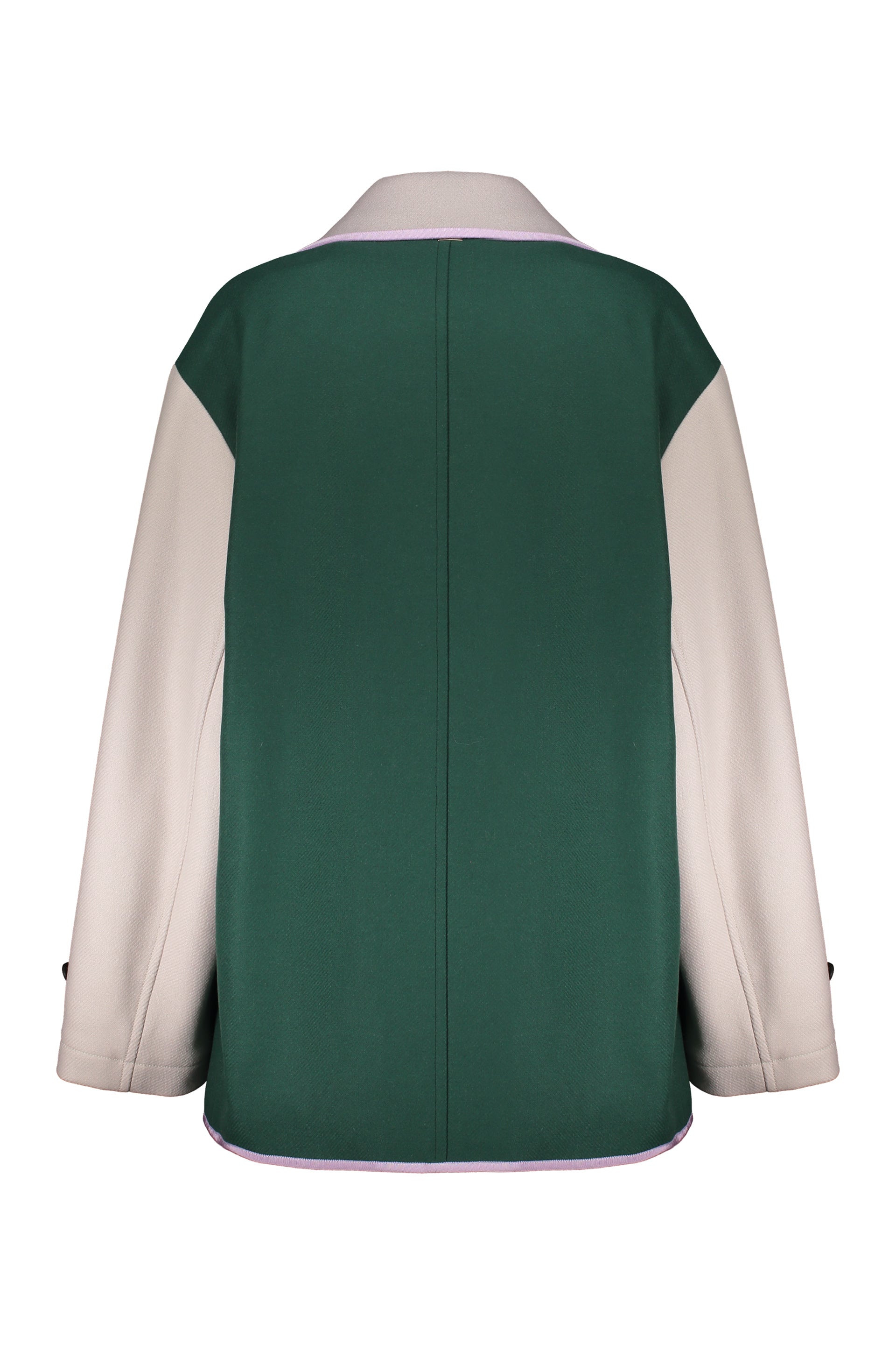 Modern double-breasted dark green jacket