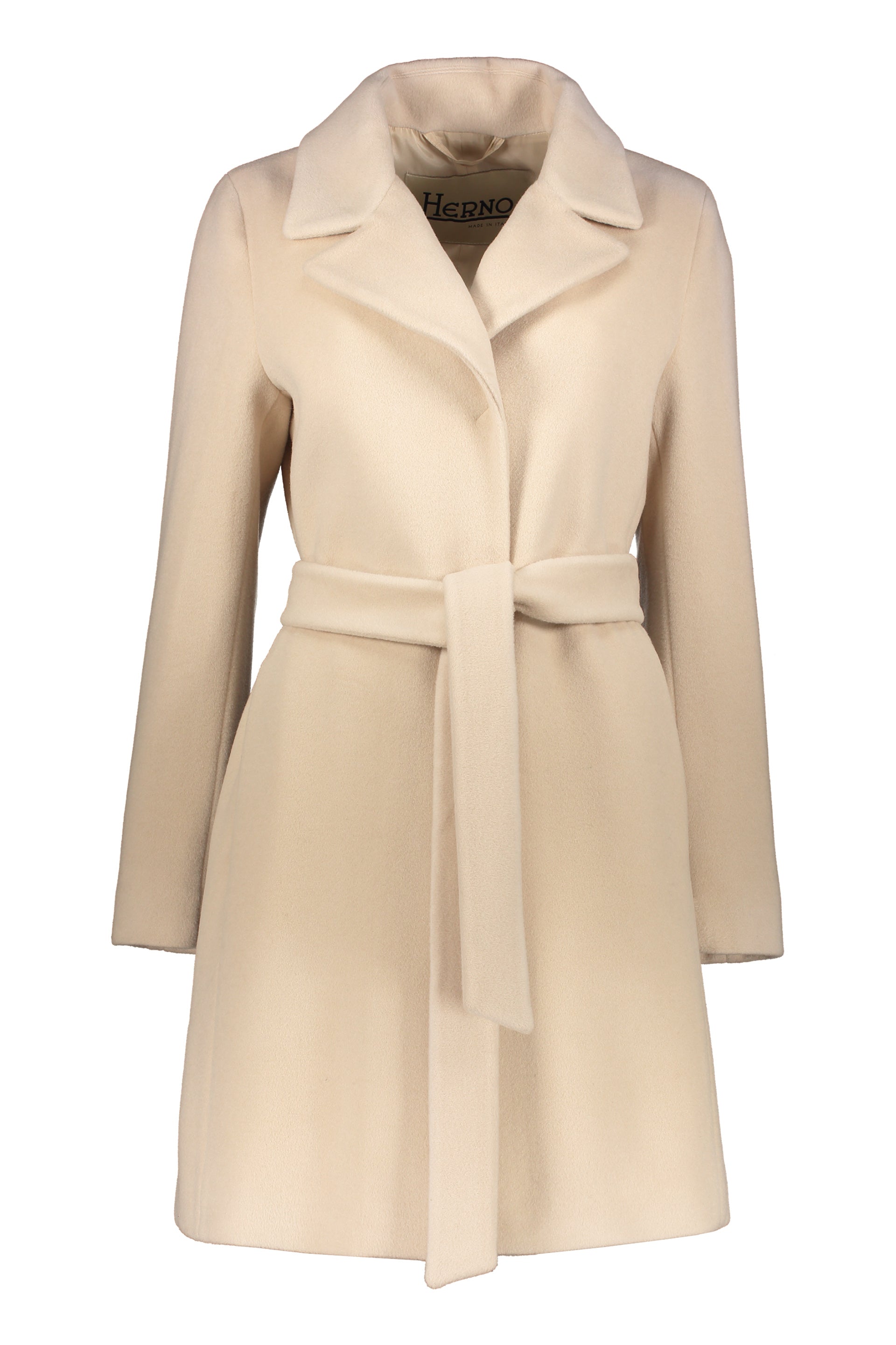 Beige elegant coat with belt