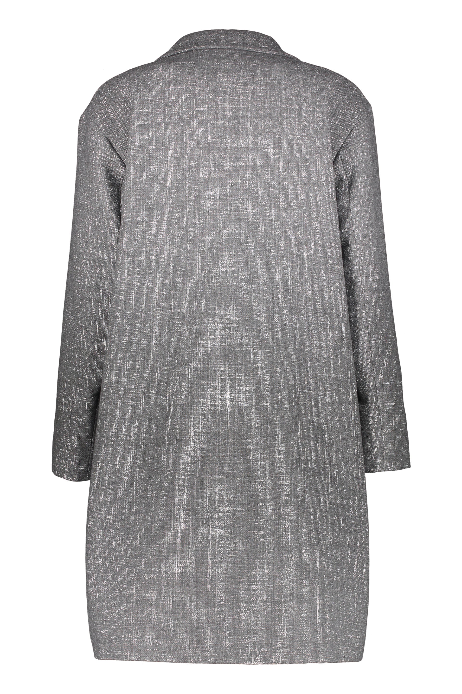Elegant gray coat with lurex yarn