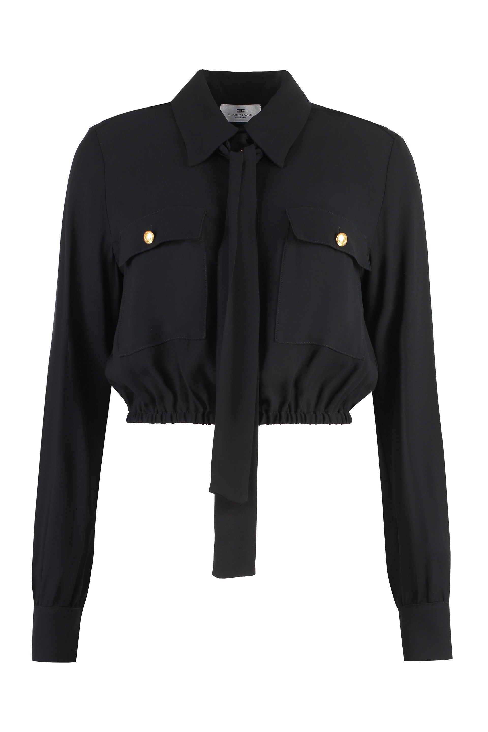 Pussy-bow collar georgette shirt