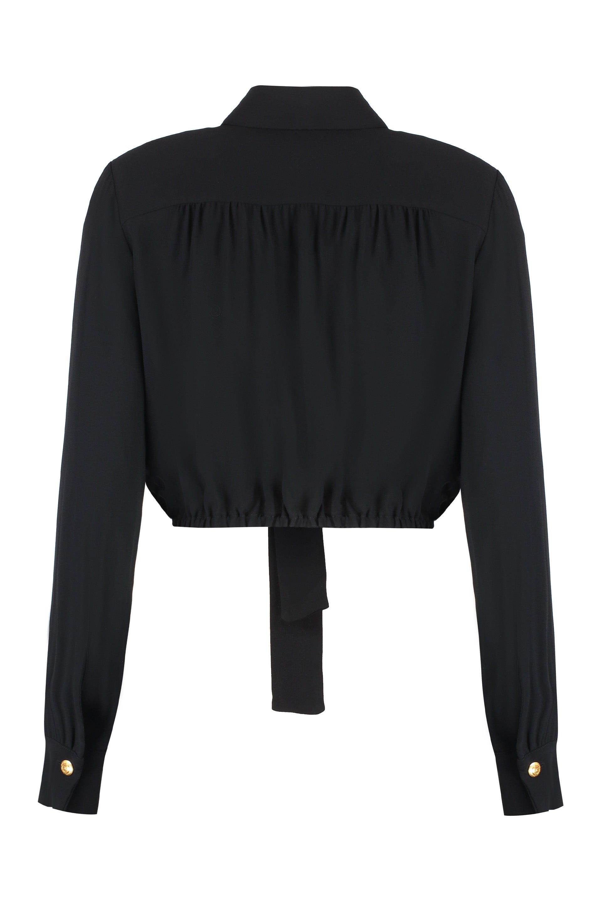 Pussy-bow collar georgette shirt