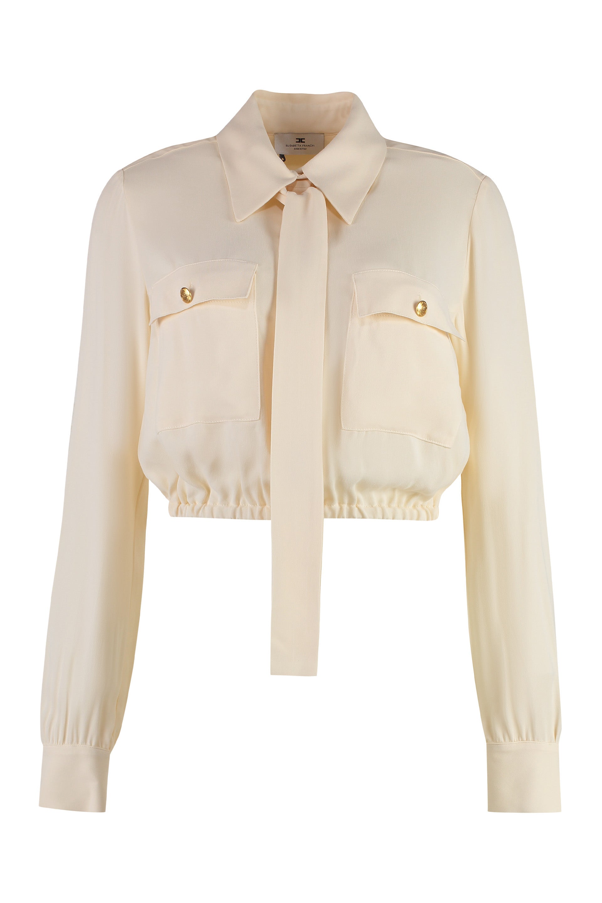 Pussy-bow collar georgette shirt