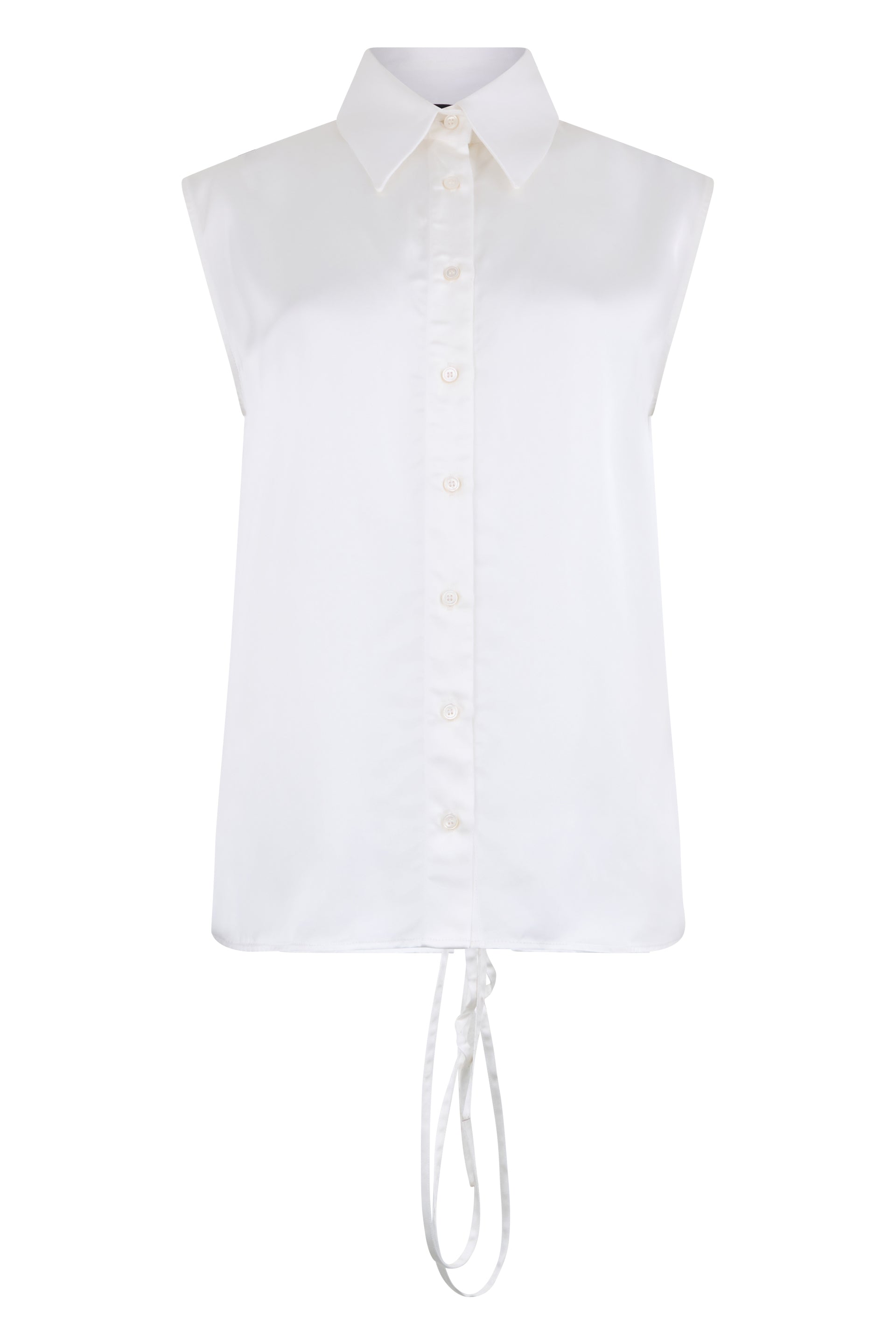 White shirt without sleeves with adjustable zipper