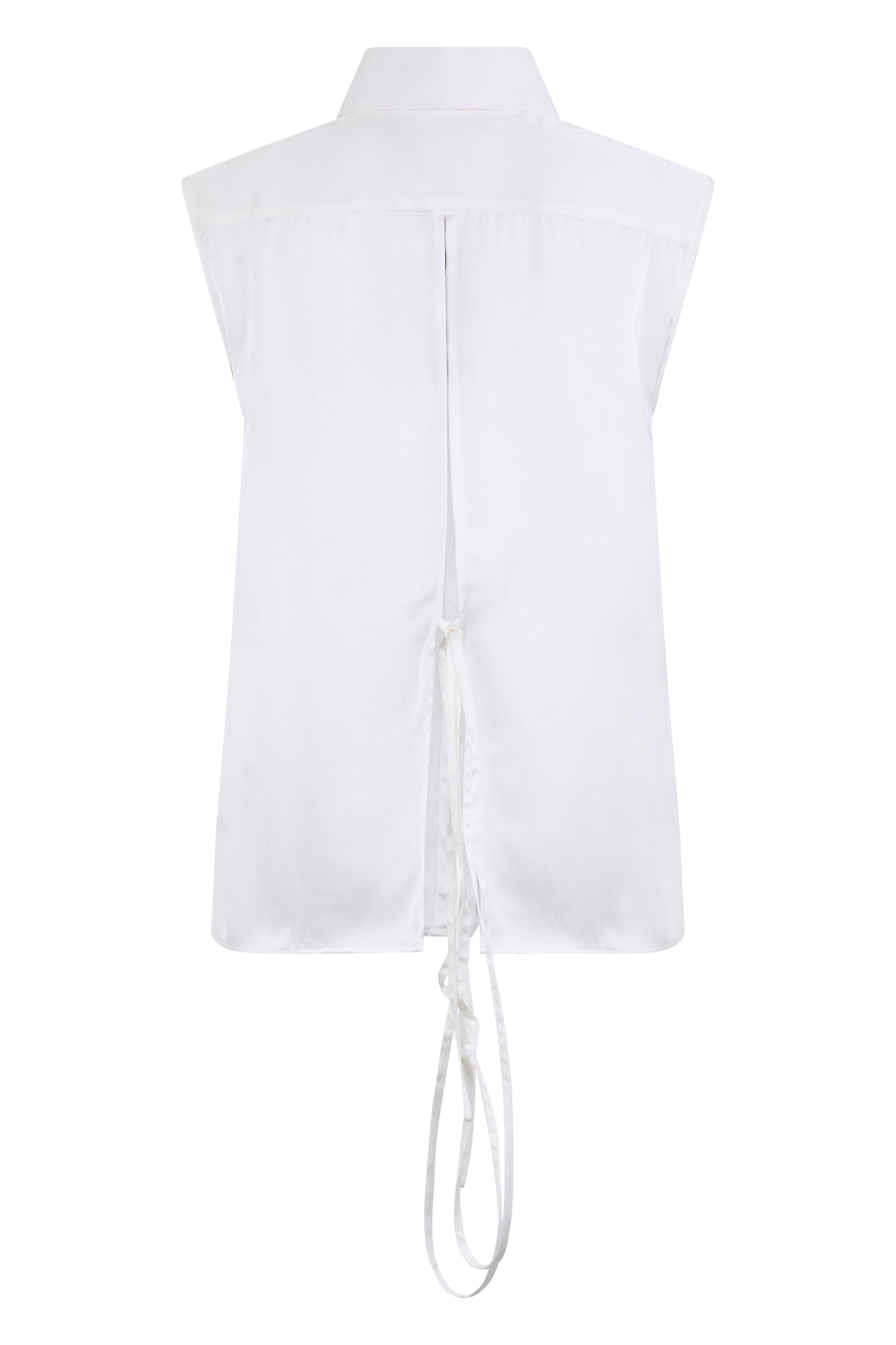 White shirt without sleeves with adjustable zipper