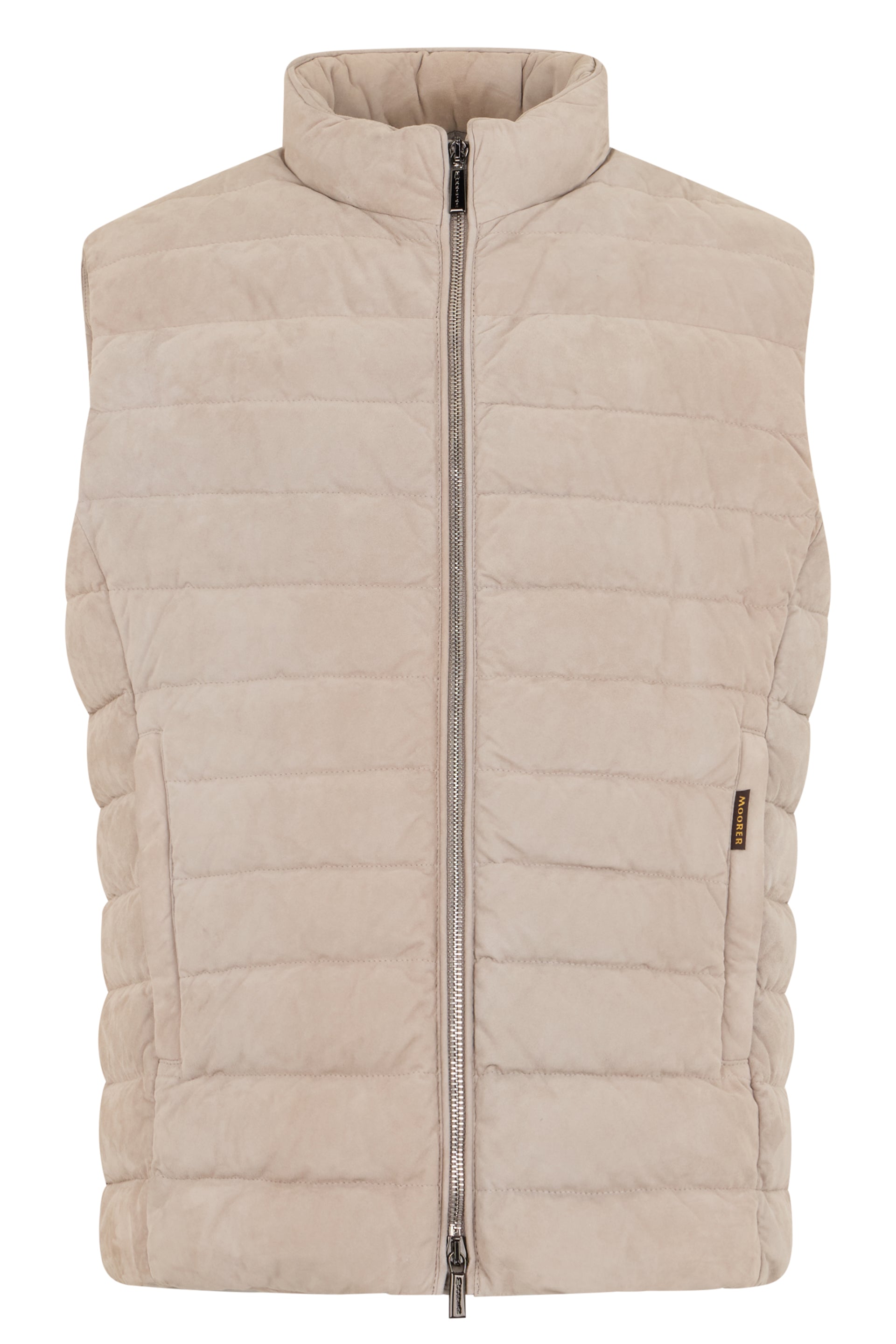 Beige padded gilet with zip and collar