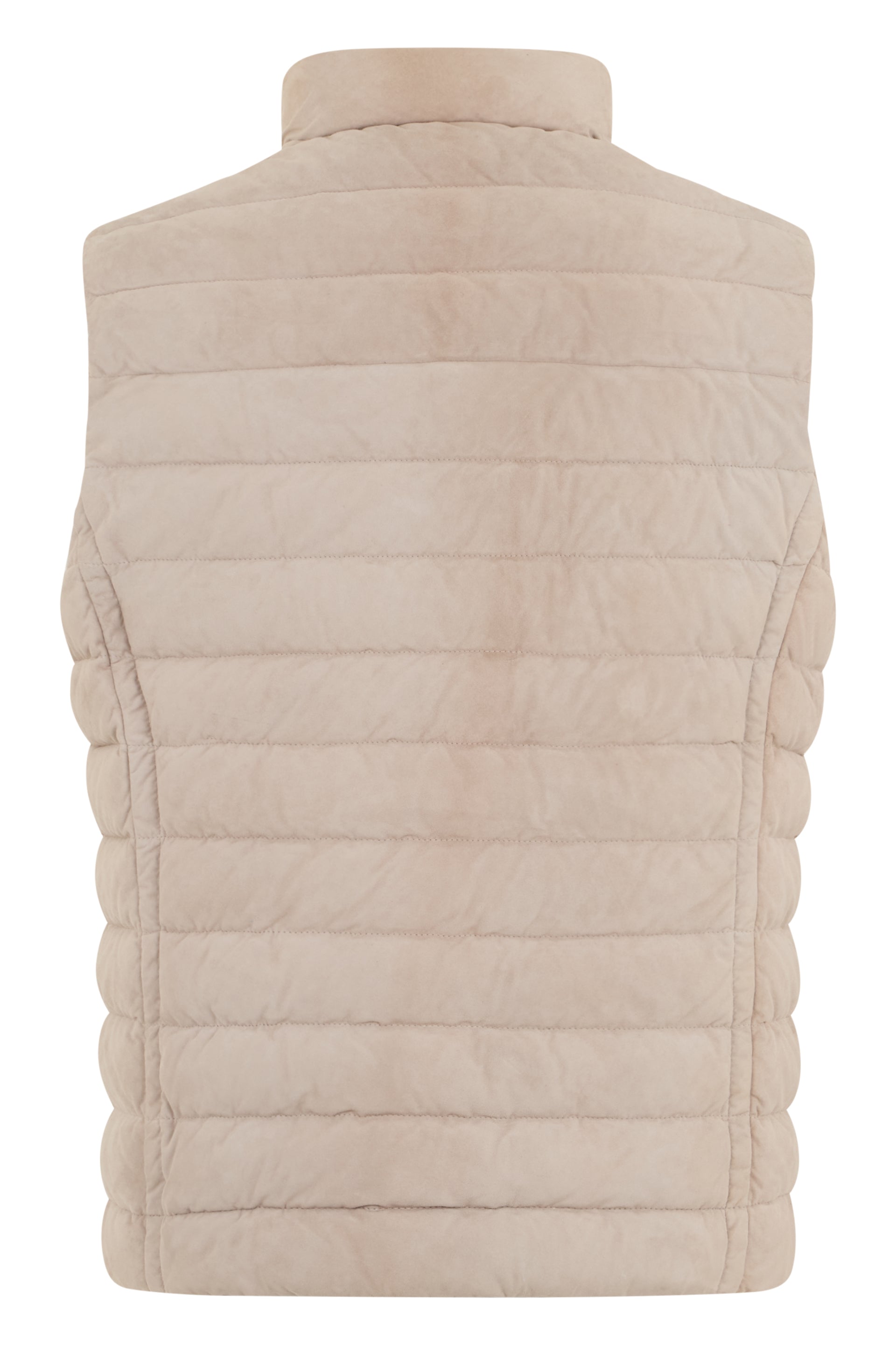 Beige padded gilet with zip and collar