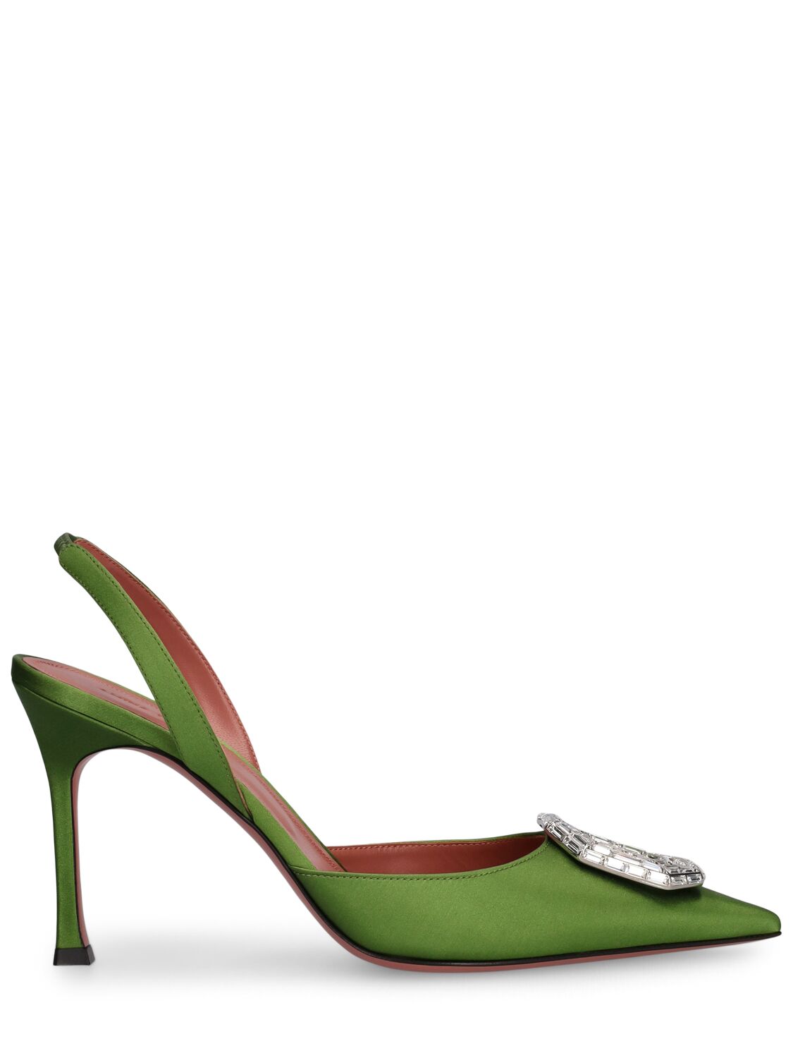 Elegant green slingbacks with high refined heel