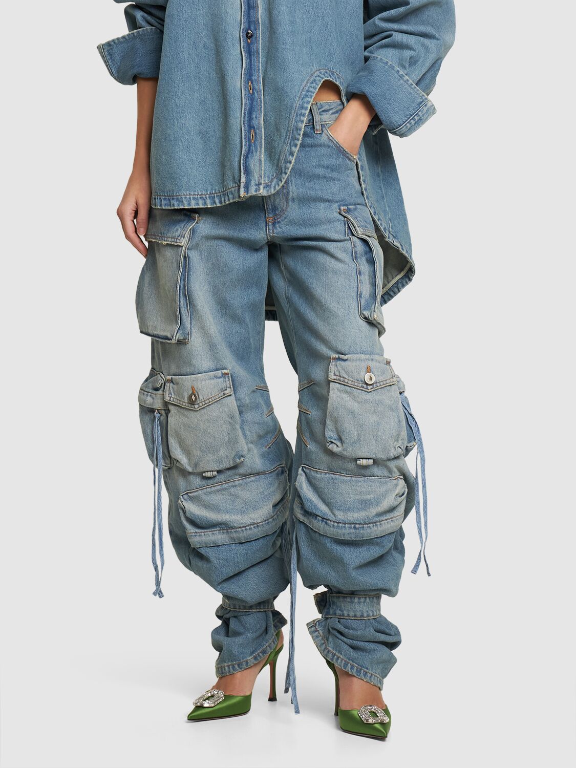 Elegant green slingbacks with high refined heel