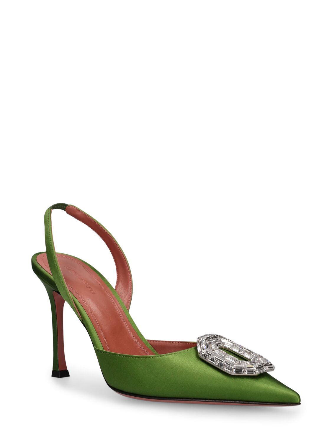 Elegant green slingbacks with high refined heel