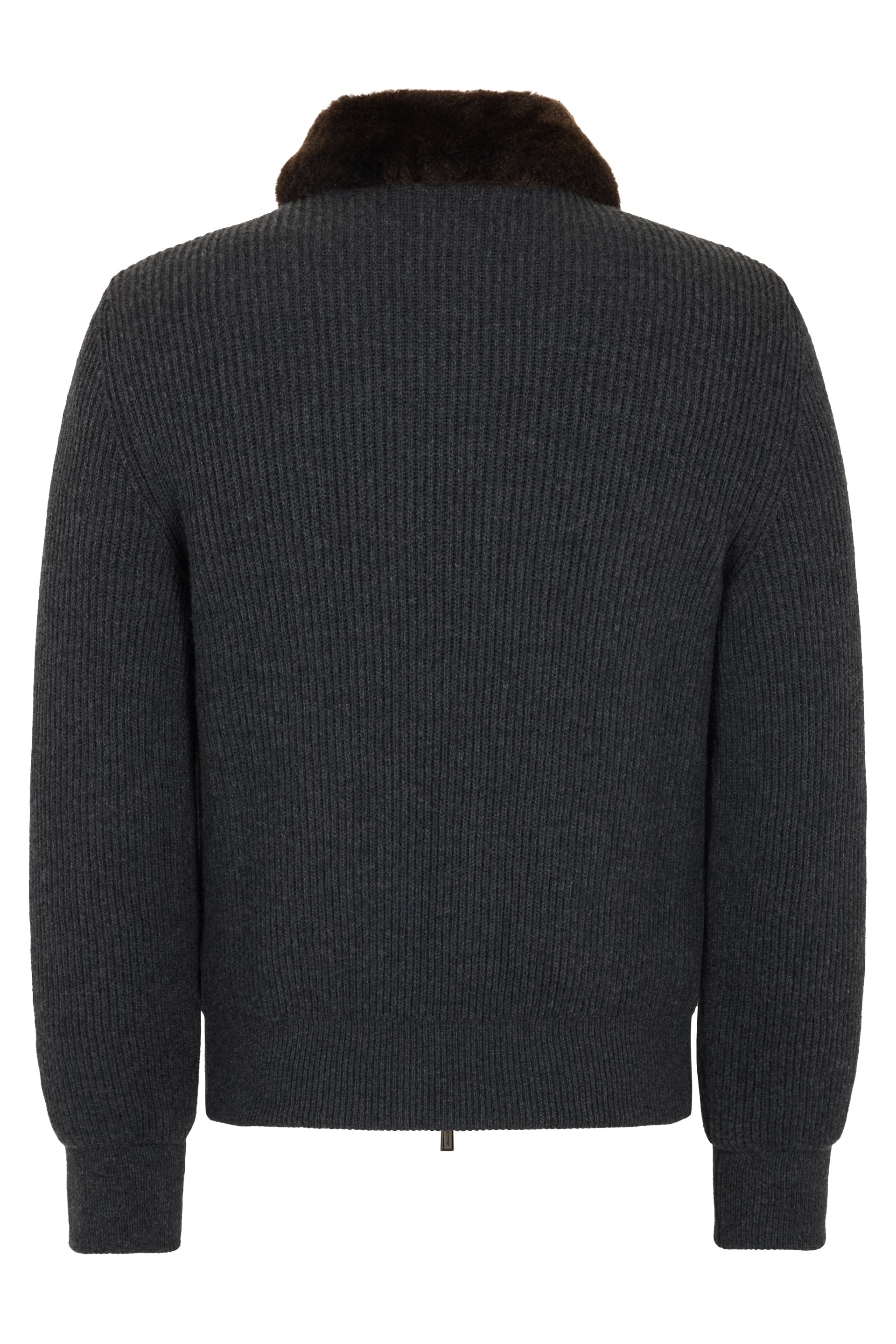 Elegant brown jacket with gray sleeves