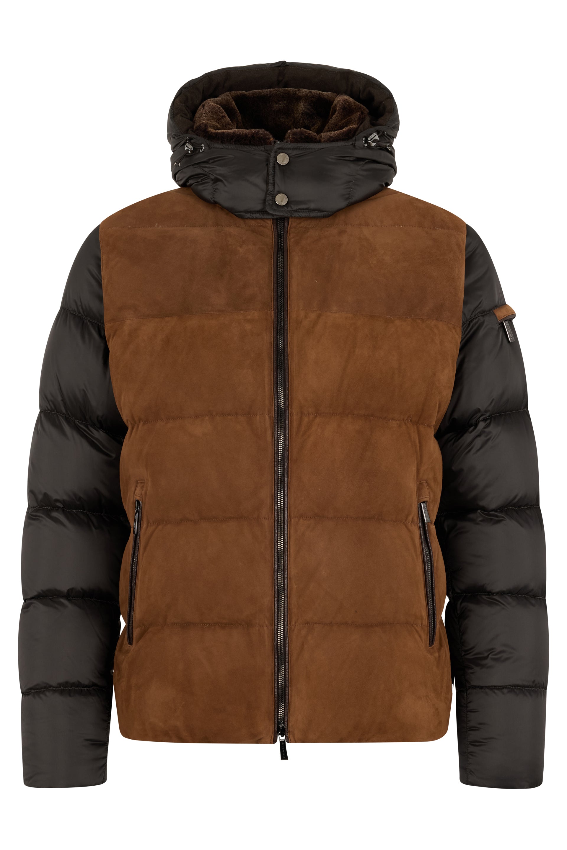 Padded jacket with hood, modern style
