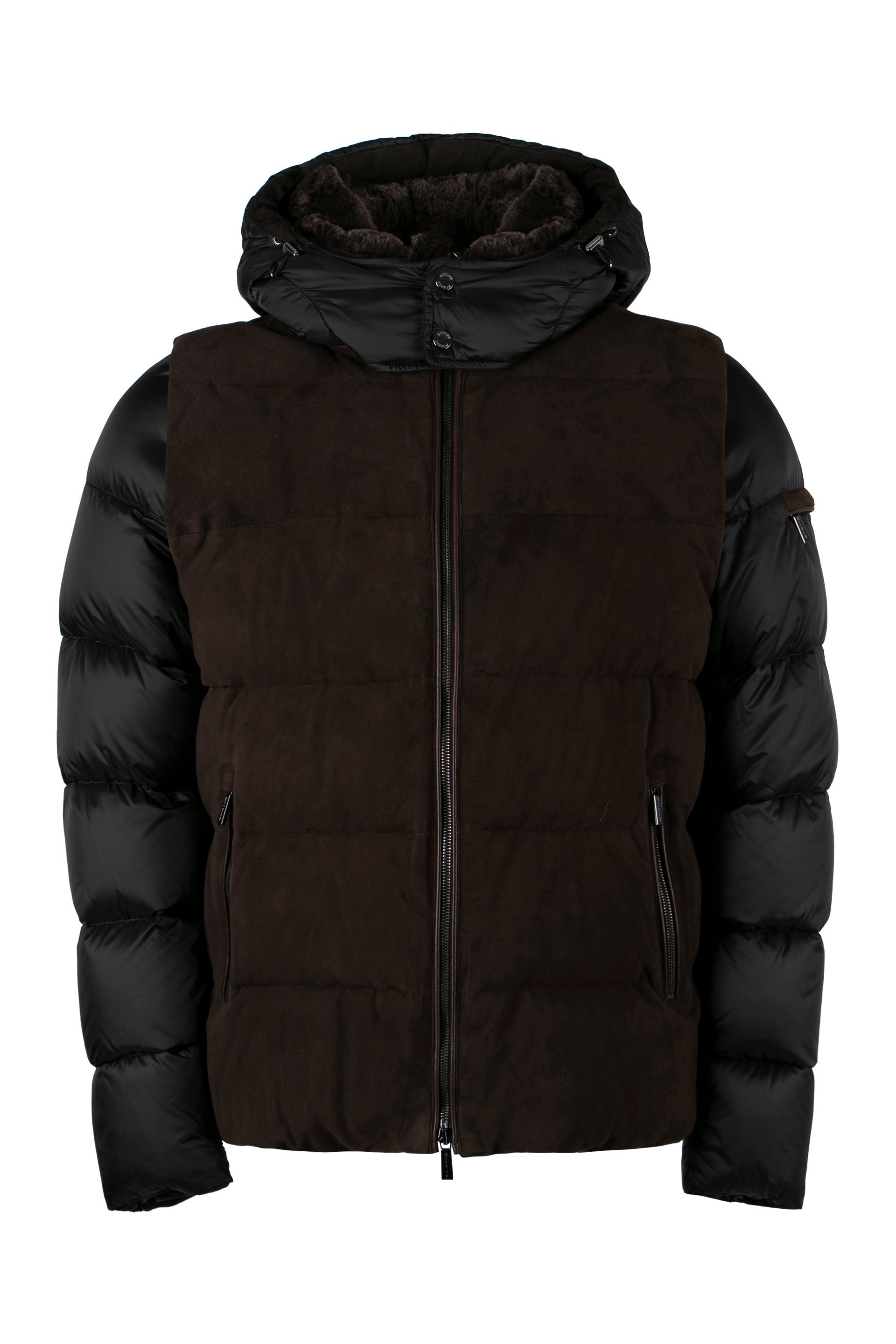 Casciano nylon and leather padded jacket