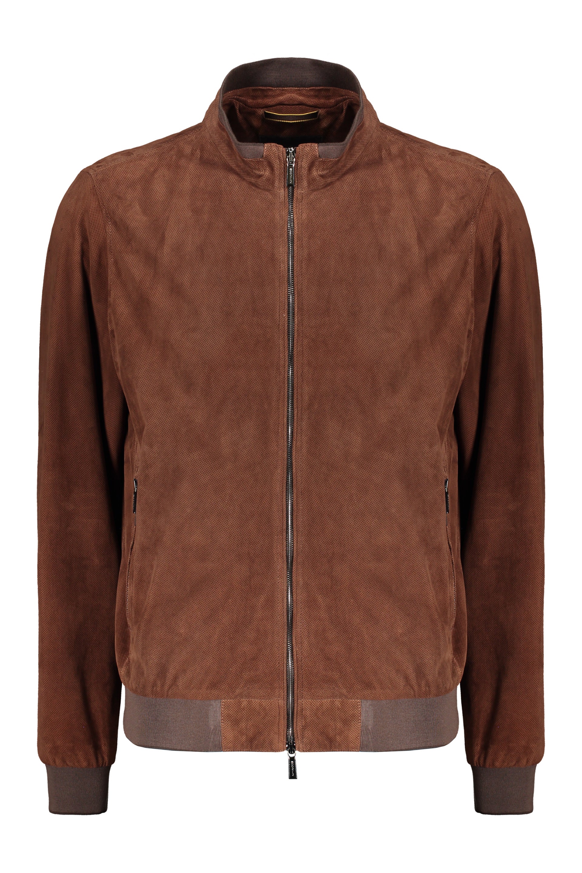 Leather bomber jacket