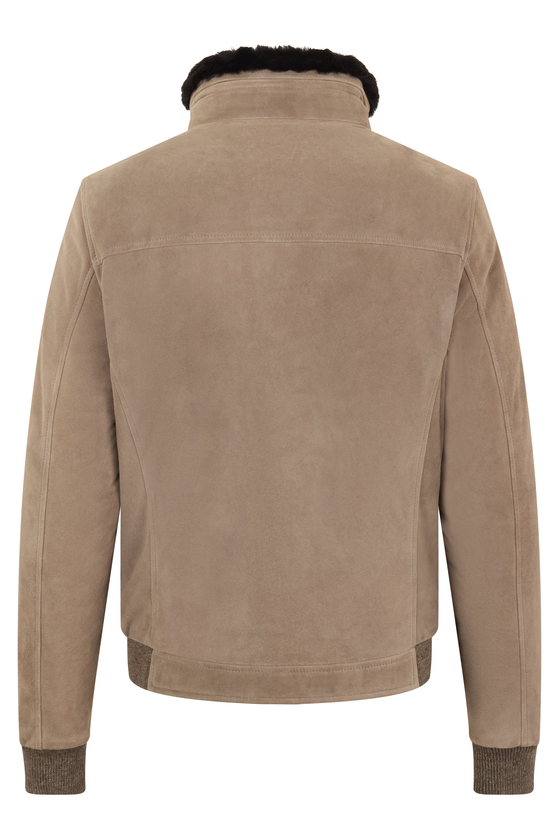 Light beige jacket with zipper and fur collar