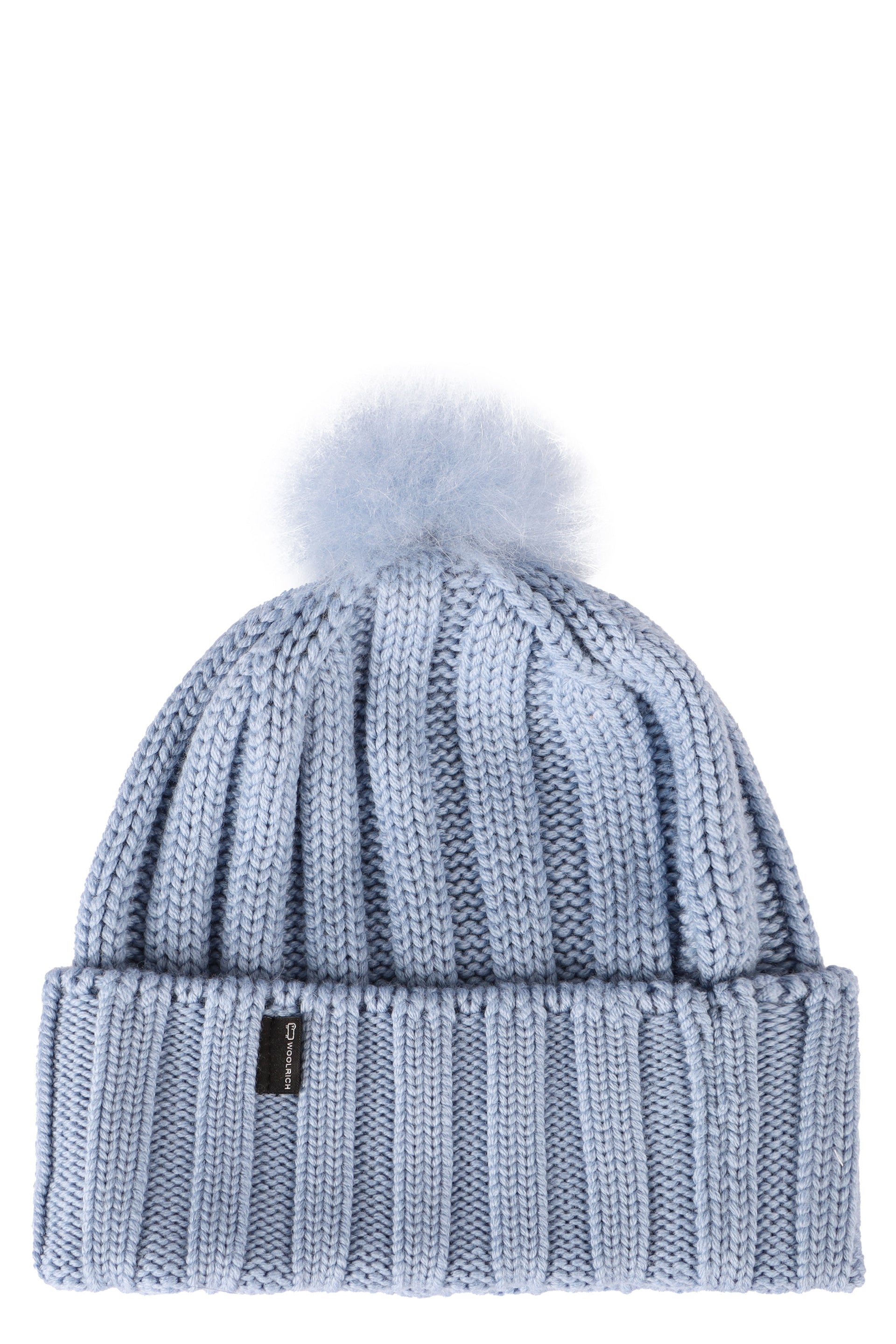 knitted wool beanie with pom-pom