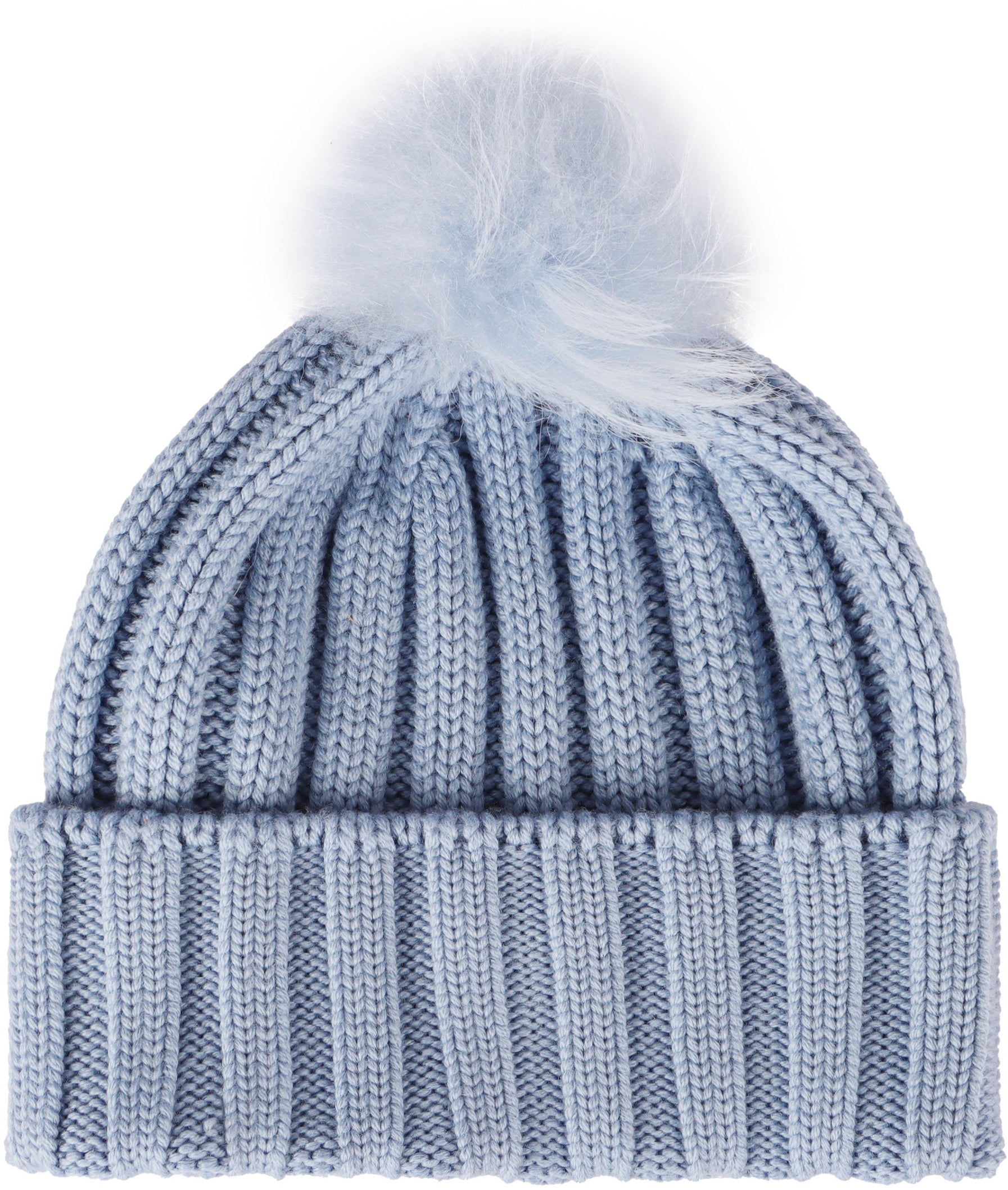 knitted wool beanie with pom-pom