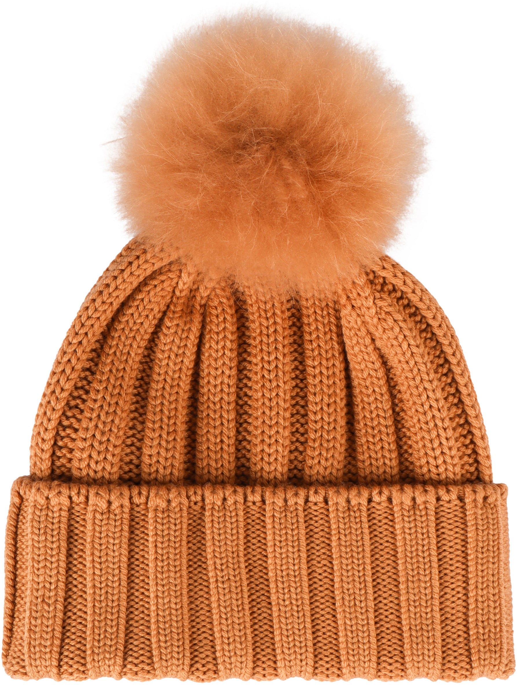 knitted wool beanie with pom-pom