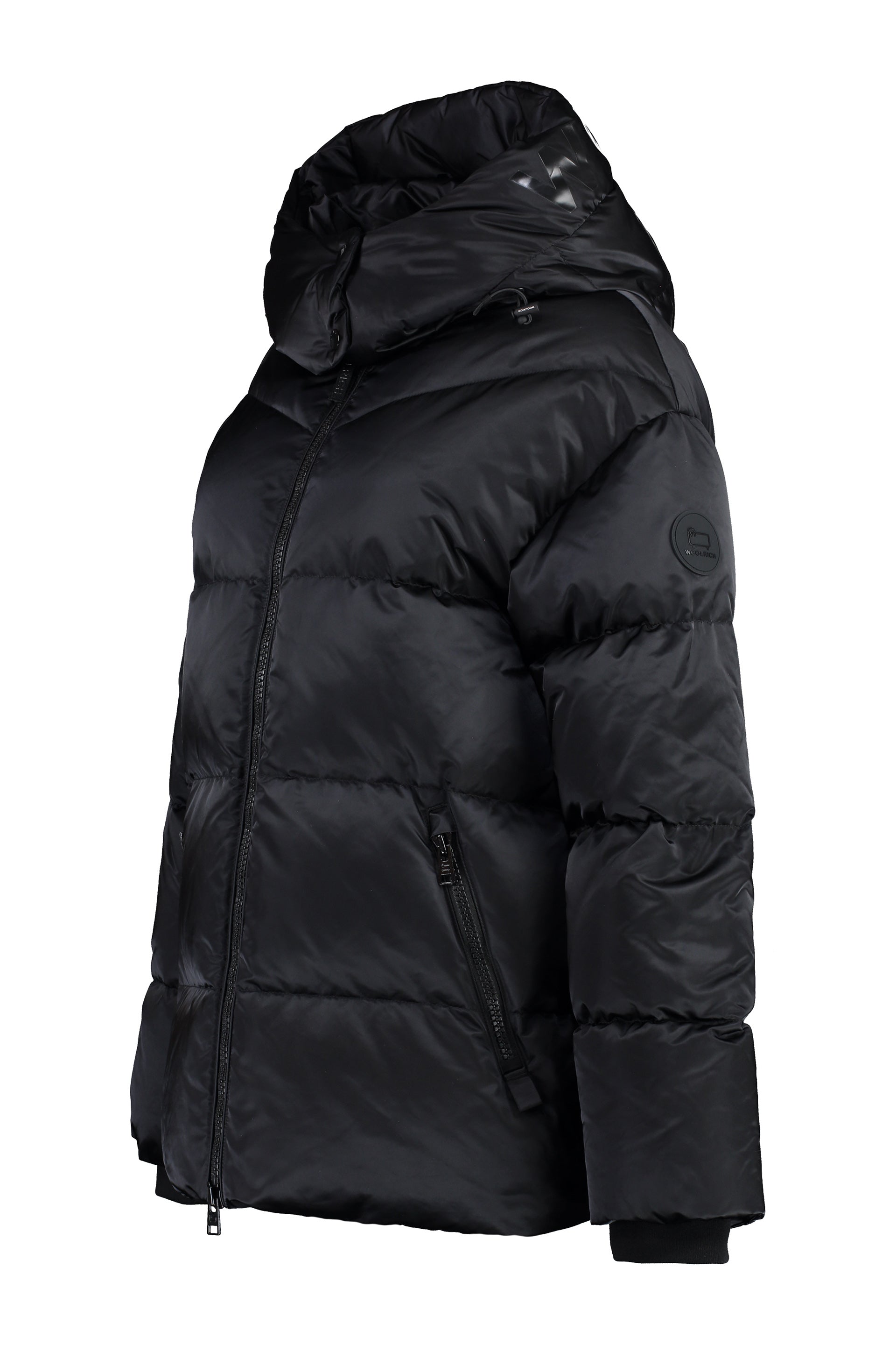 Hooded nylon down jacket