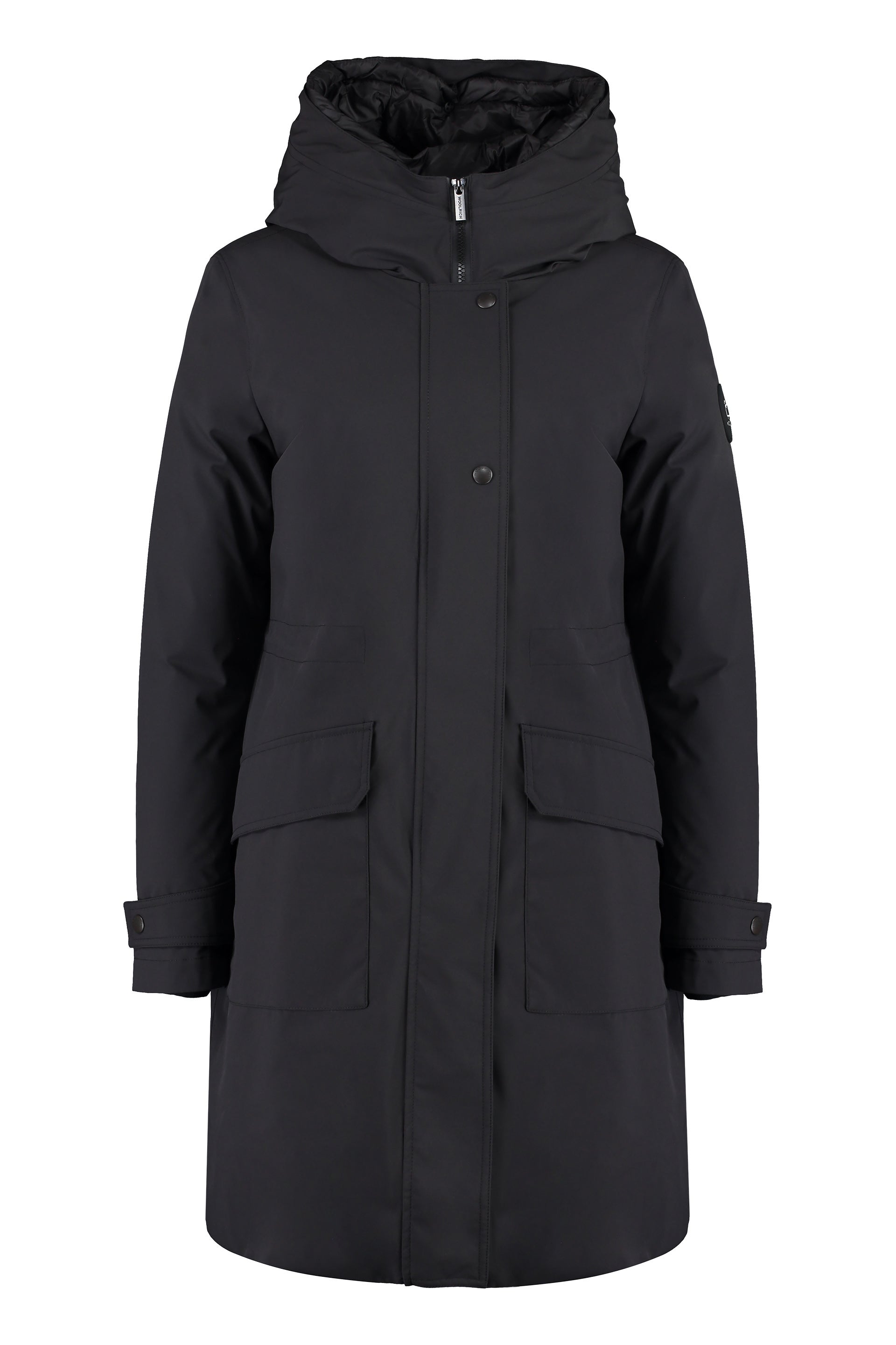 Military technical fabric parka with internal removable down jacket