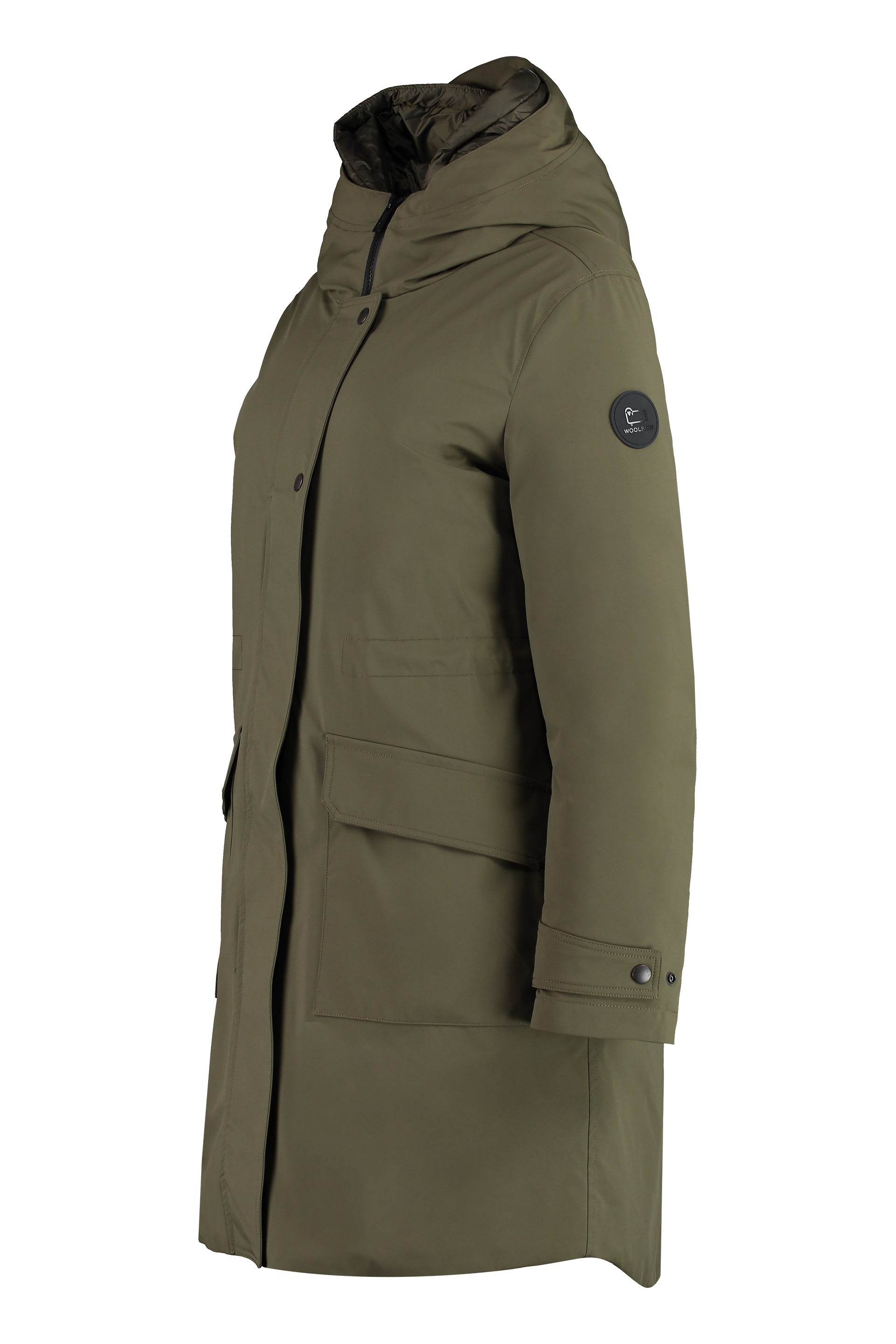 Military technical fabric parka with internal removable down jacket