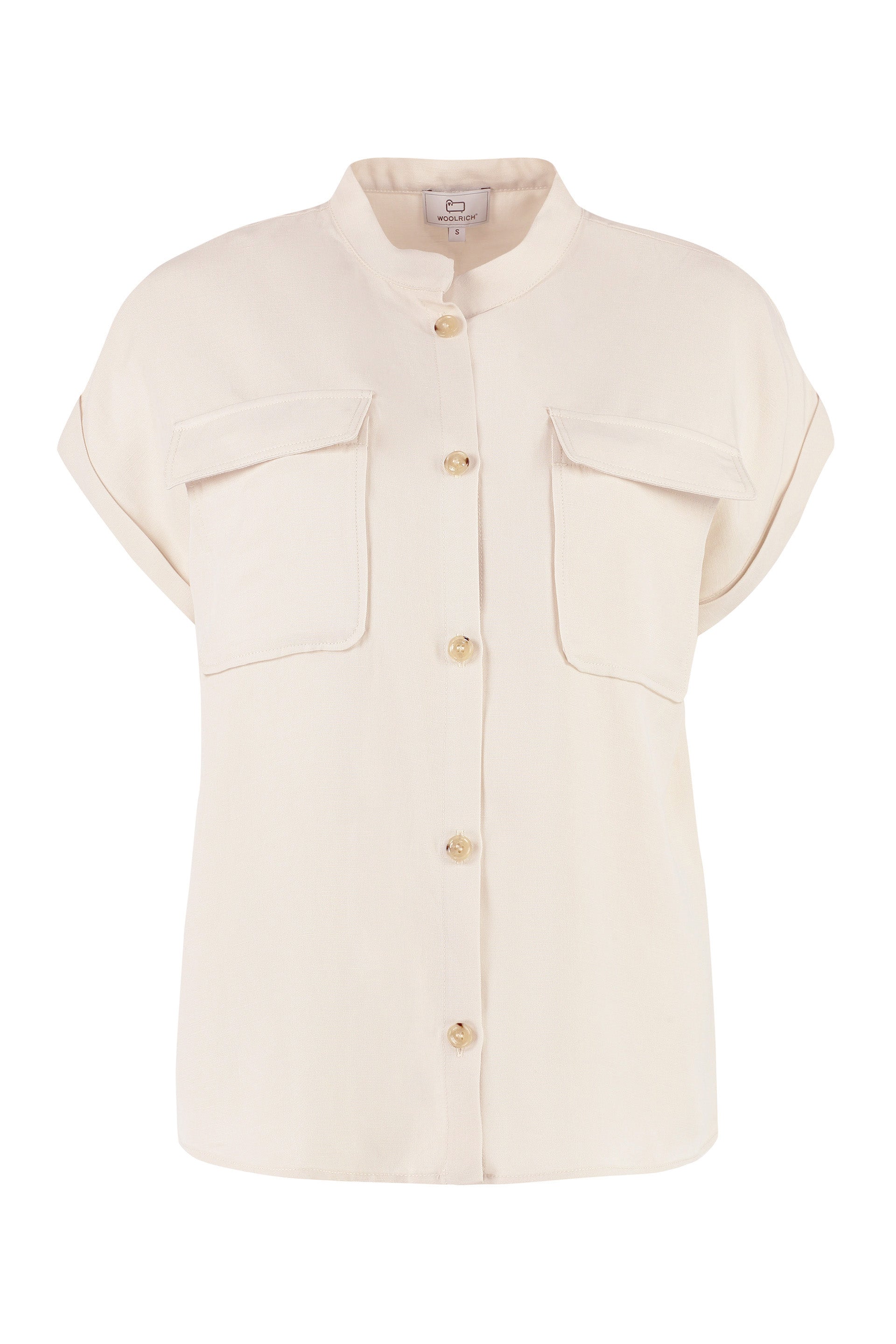 Short sleeve linen blend shirt