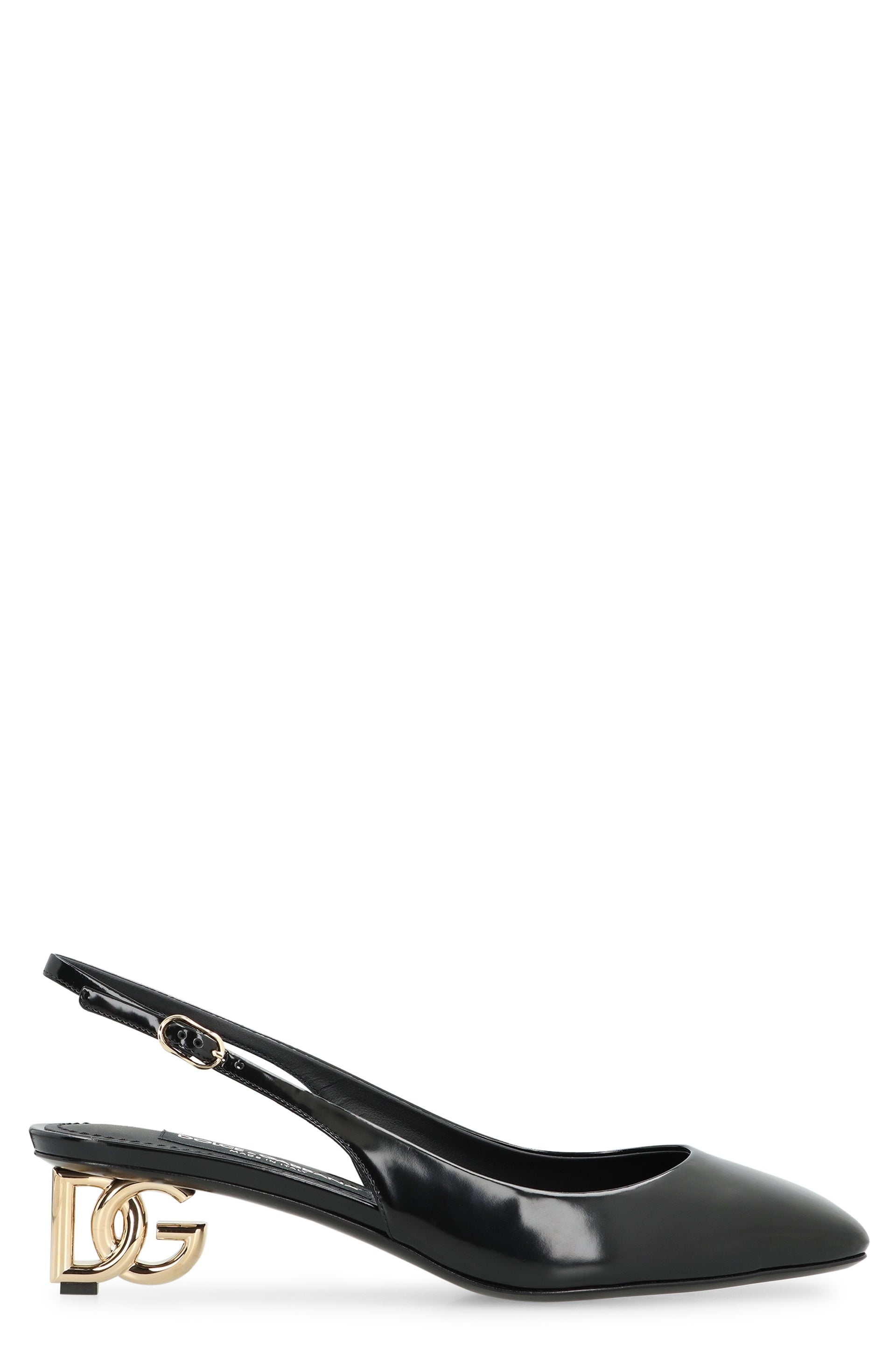 Patent leather slingback pumps