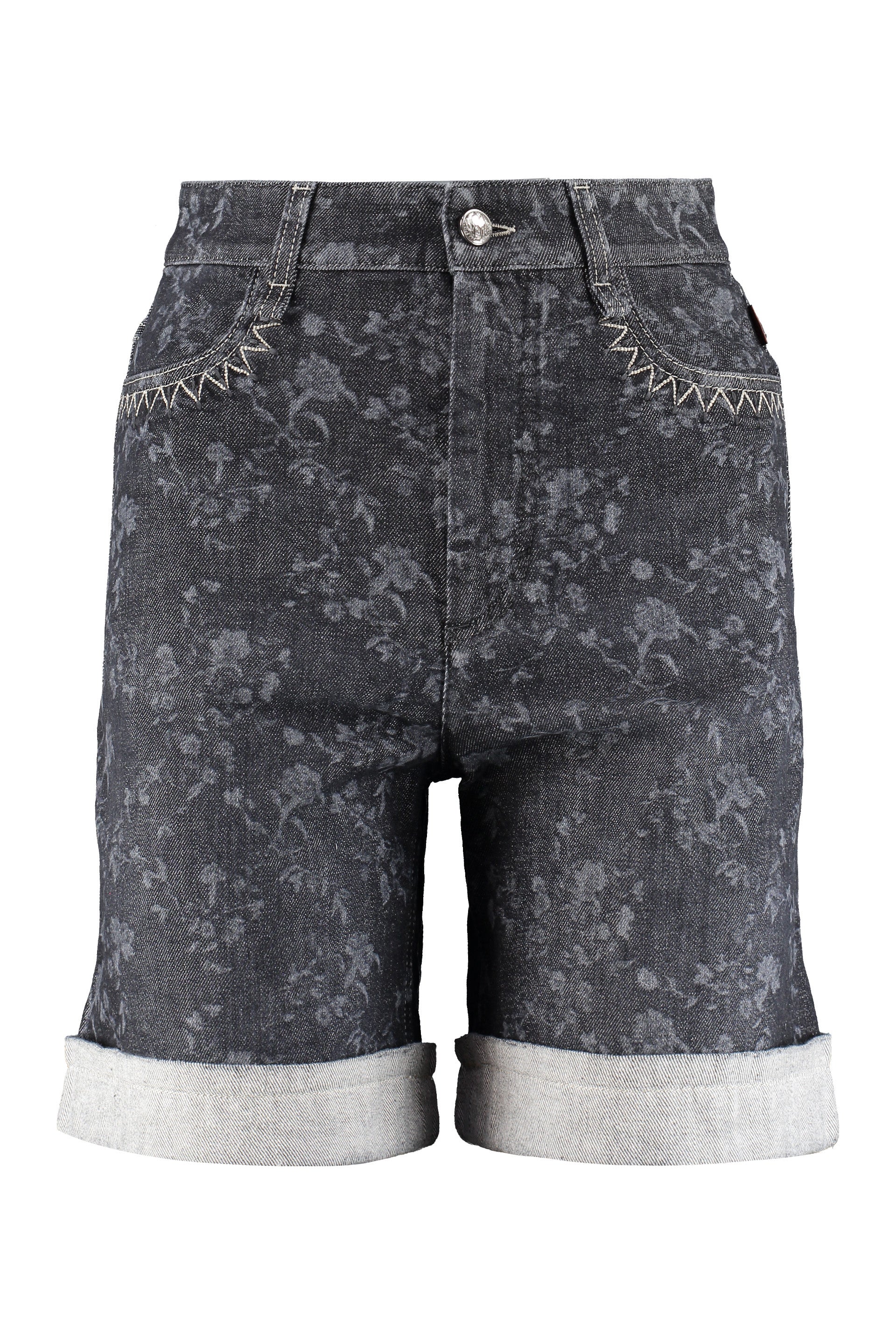 Roll-up cuffed denim shorts