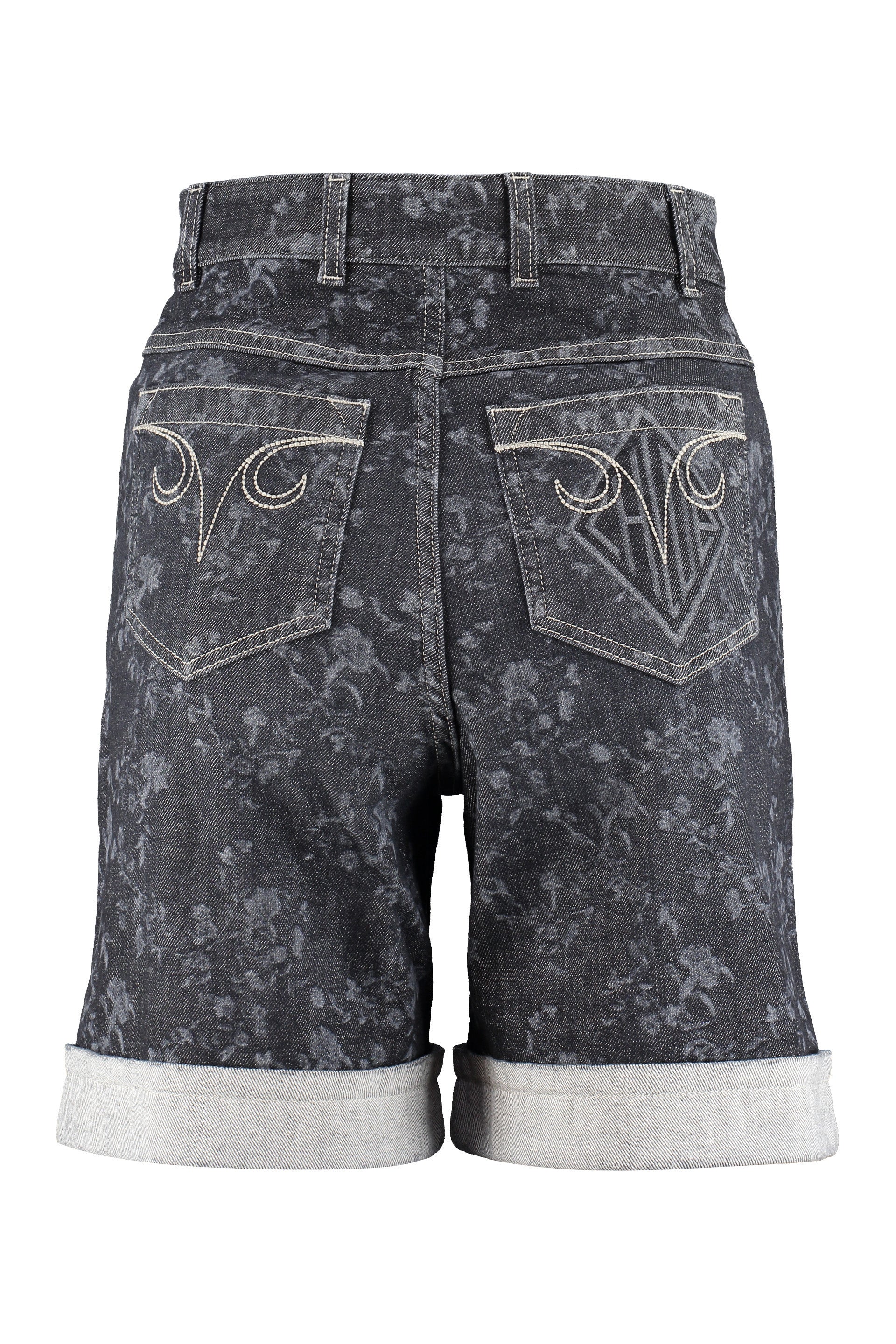 Roll-up cuffed denim shorts