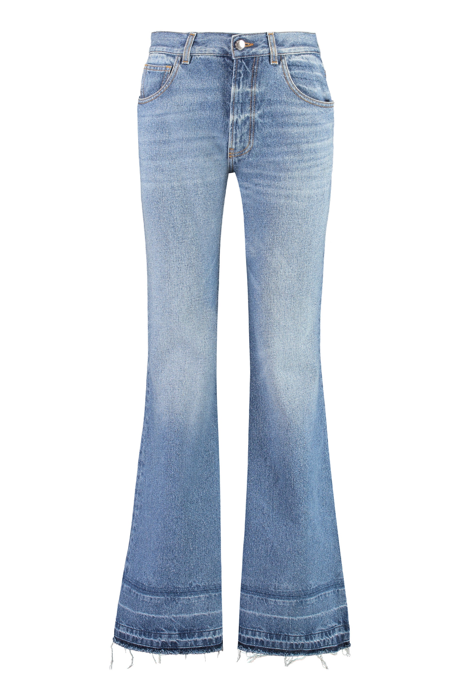 Low-rise flared jeans